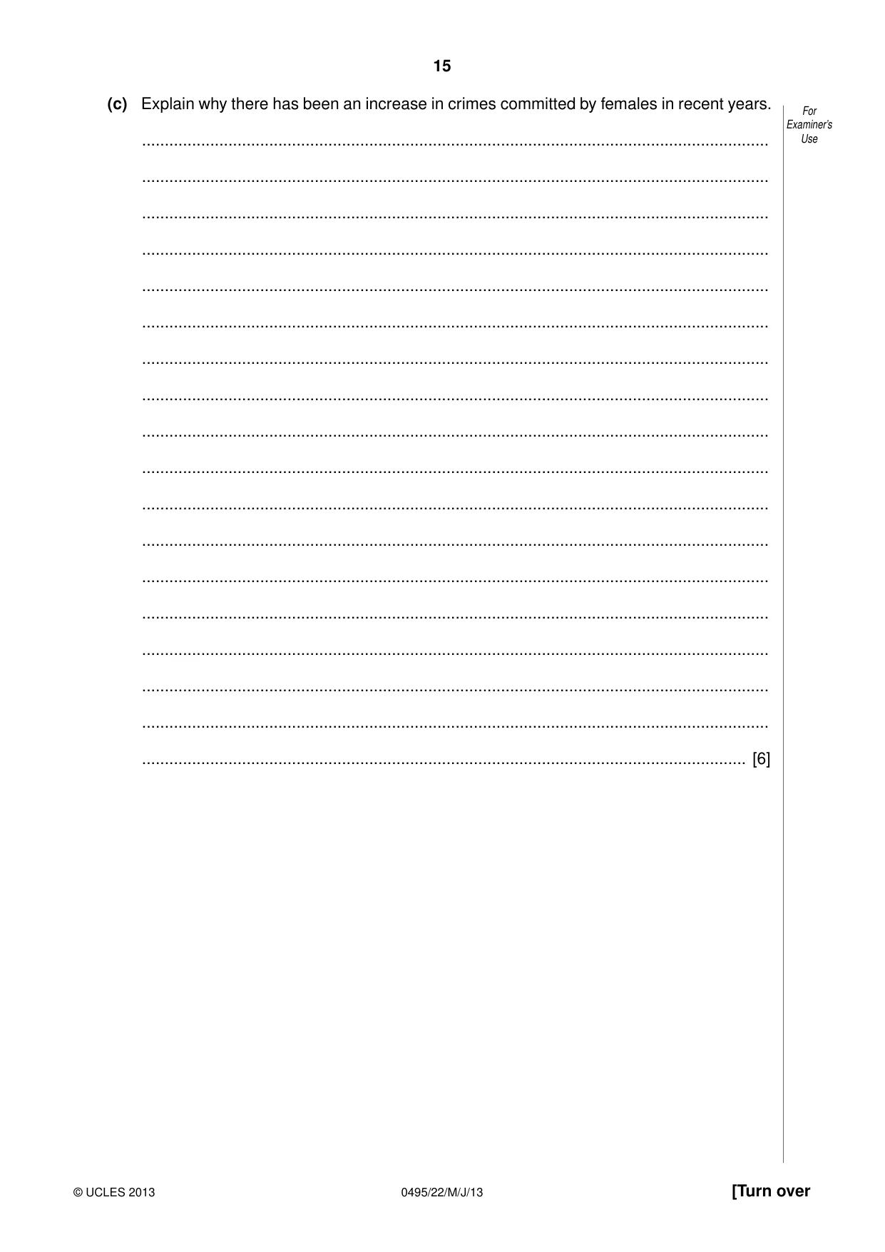 Cambridge IGCSE Sociology 0495 2013 May/June Paper 2 · Variant 2 question paper, page 15 of 28