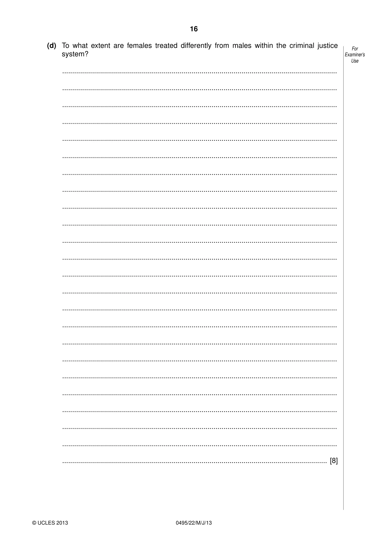 Cambridge IGCSE Sociology 0495 2013 May/June Paper 2 · Variant 2 question paper, page 16 of 28
