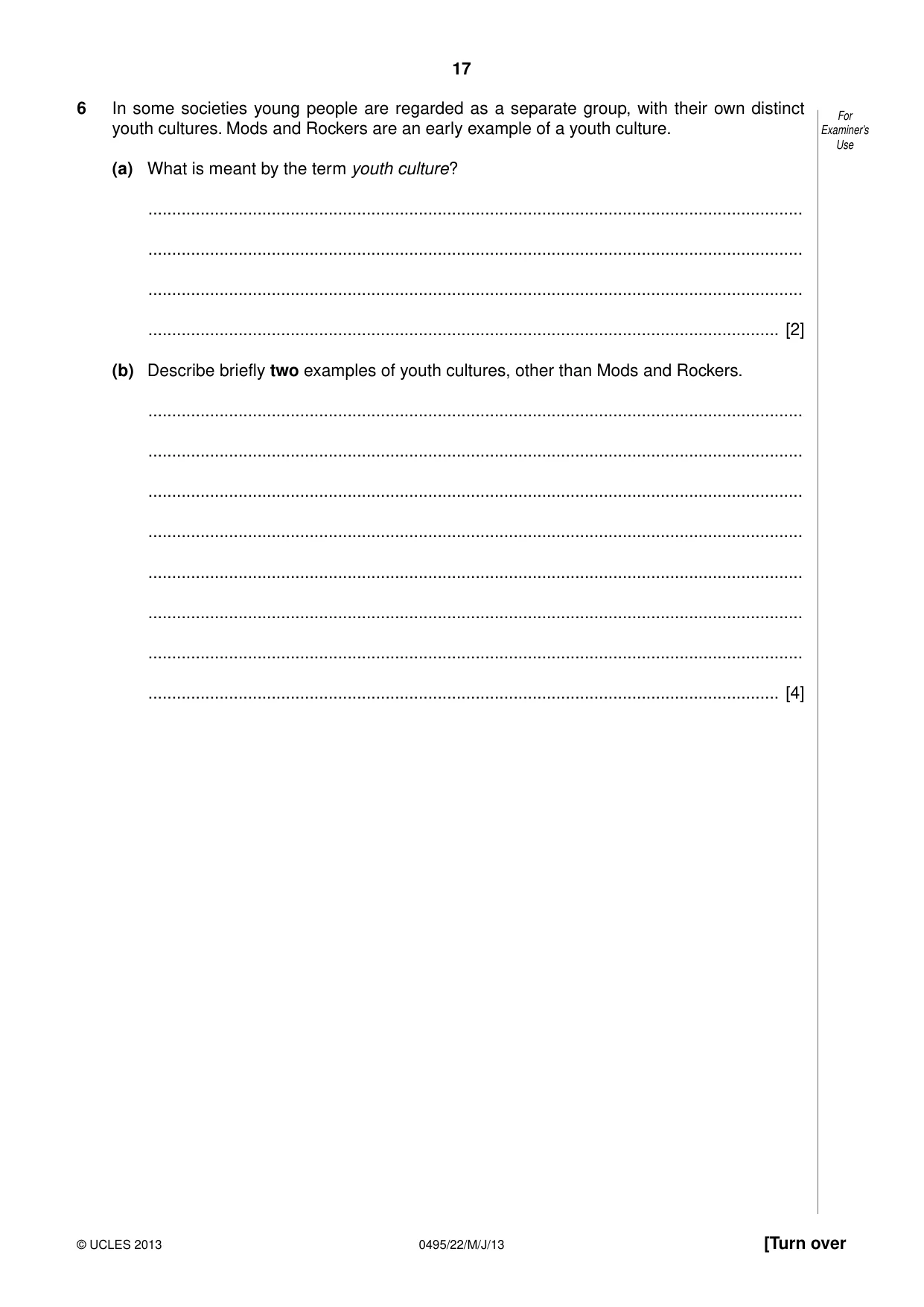 Cambridge IGCSE Sociology 0495 2013 May/June Paper 2 · Variant 2 question paper, page 17 of 28