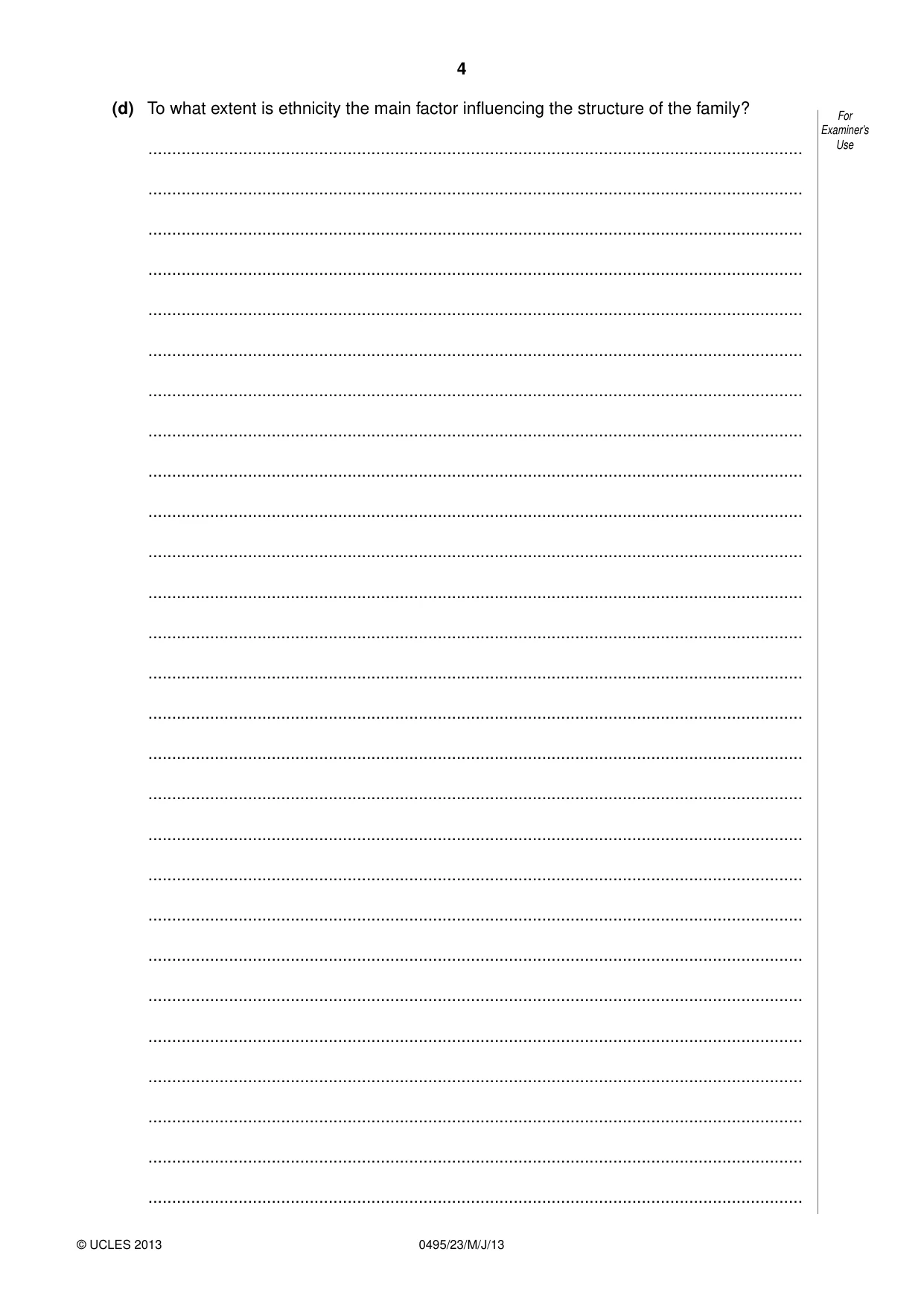 Cambridge IGCSE Sociology 0495 2013 May/June Paper 2 · Variant 3 question paper, page 4 of 36