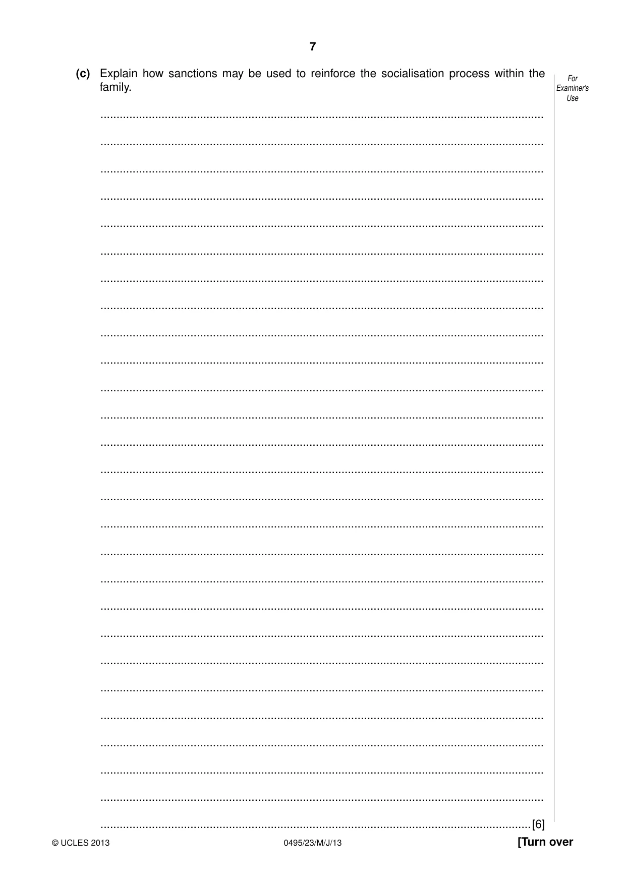 Cambridge IGCSE Sociology 0495 2013 May/June Paper 2 · Variant 3 question paper, page 7 of 36