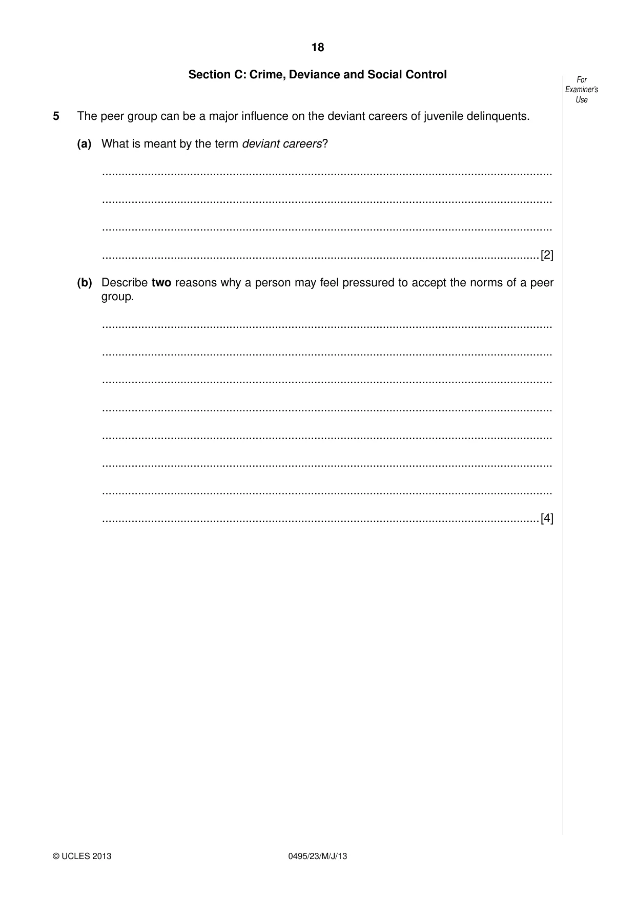 Cambridge IGCSE Sociology 0495 2013 May/June Paper 2 · Variant 3 question paper, page 18 of 36