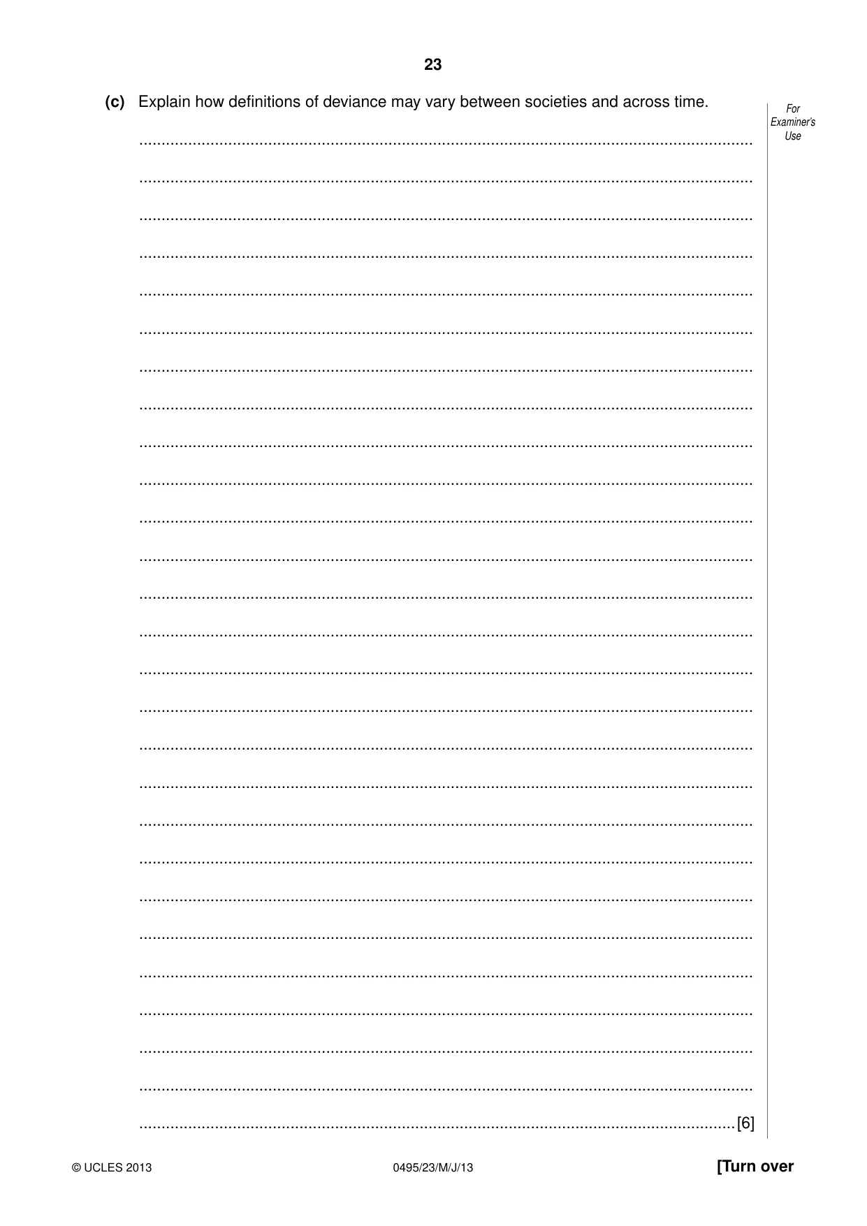 Cambridge IGCSE Sociology 0495 2013 May/June Paper 2 · Variant 3 question paper, page 23 of 36