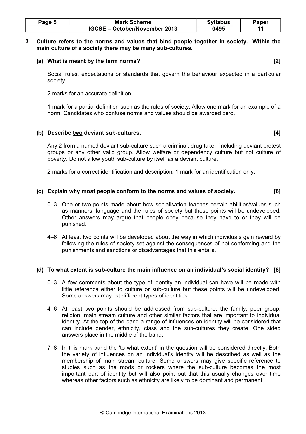 Mark scheme, page 5 of 9