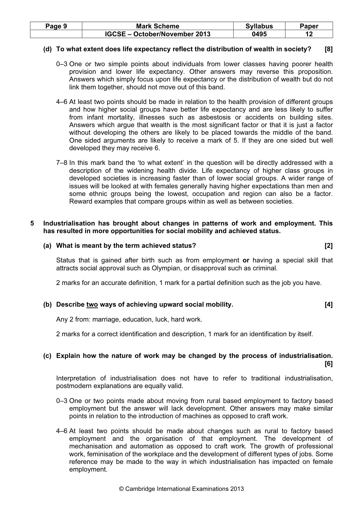 Mark scheme, page 9 of 12