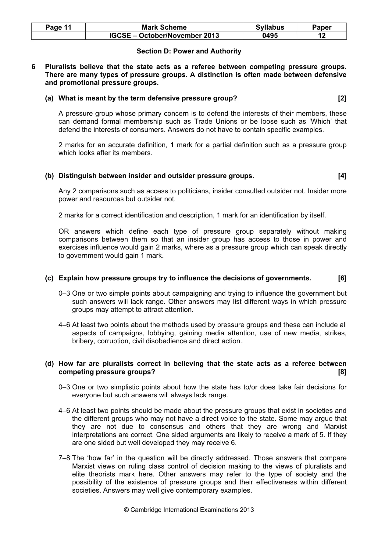 Mark scheme, page 11 of 12
