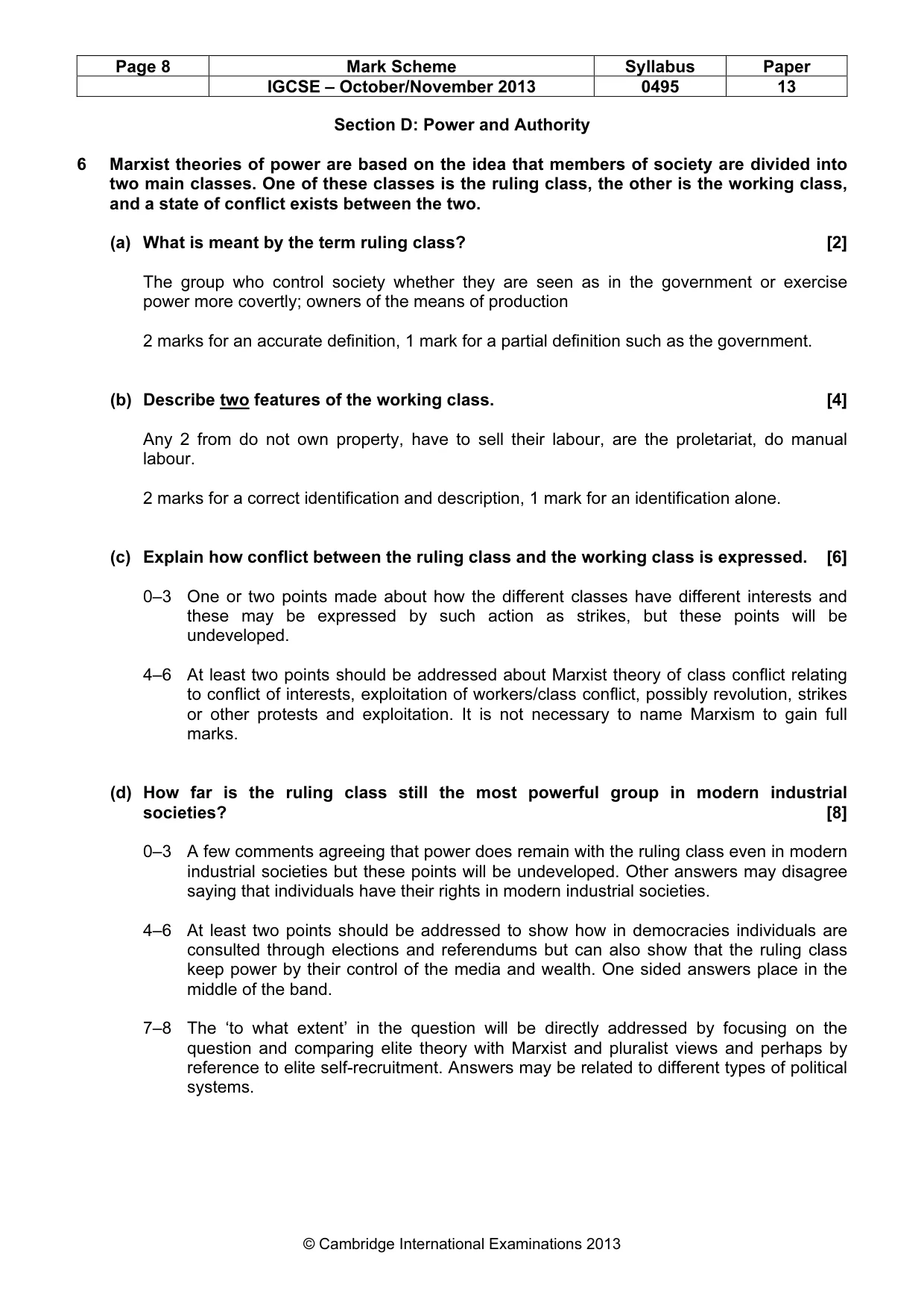 Mark scheme, page 8 of 9
