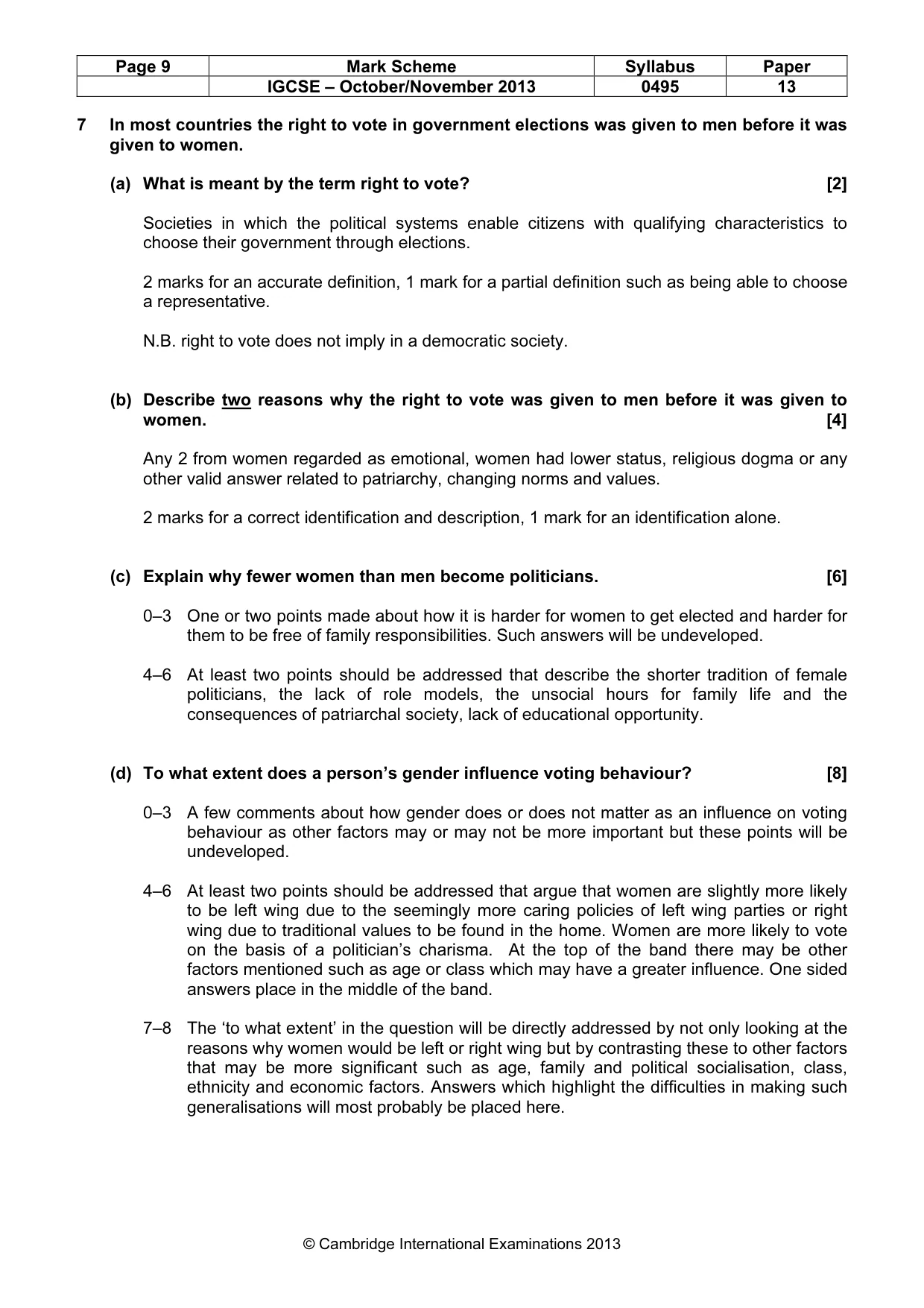 Mark scheme, page 9 of 9