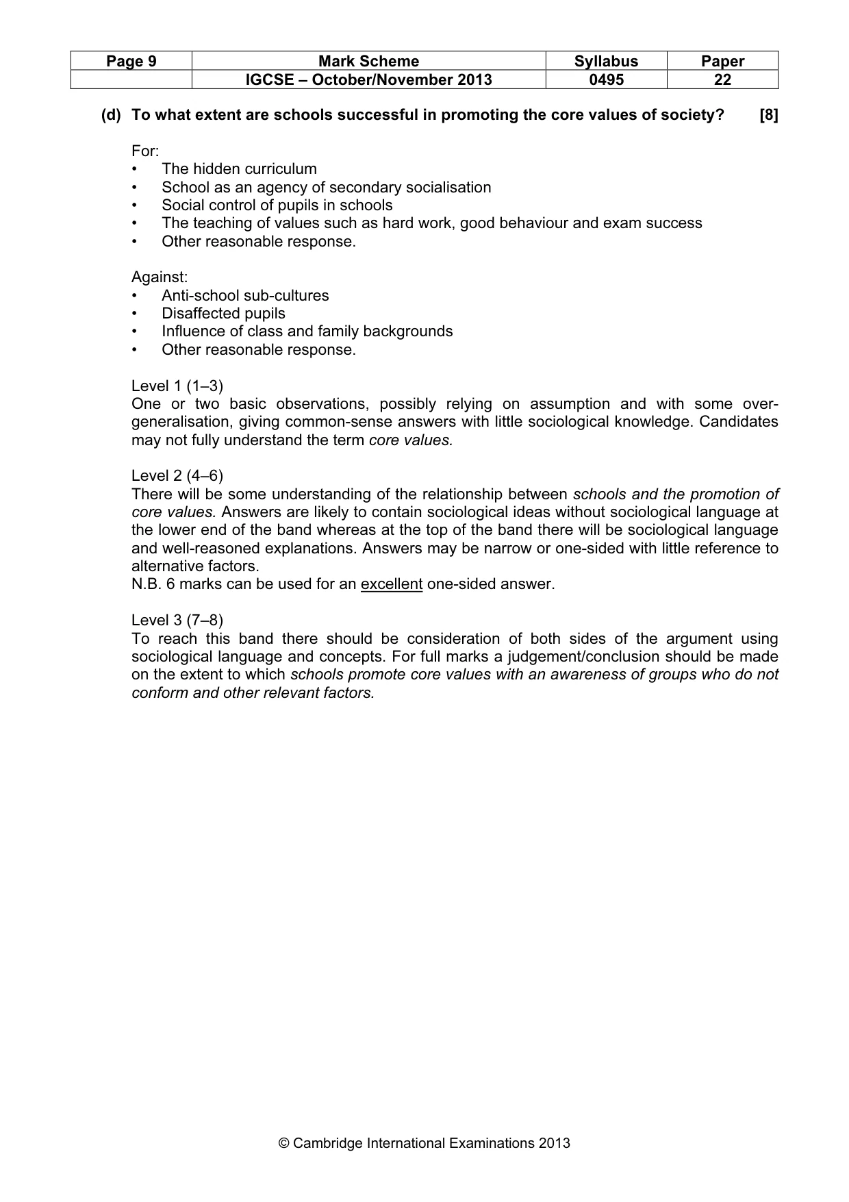 Mark scheme, page 9 of 17