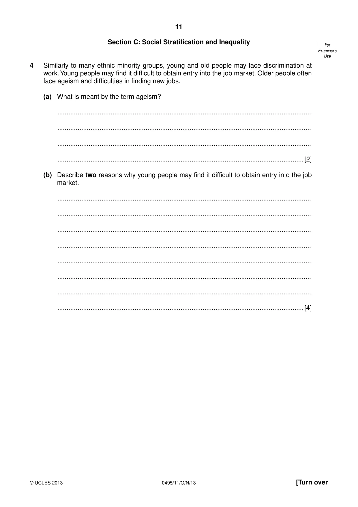 Cambridge IGCSE Sociology 0495 2013 Oct/Nov Paper 1 · Variant 1 question paper, page 11 of 24
