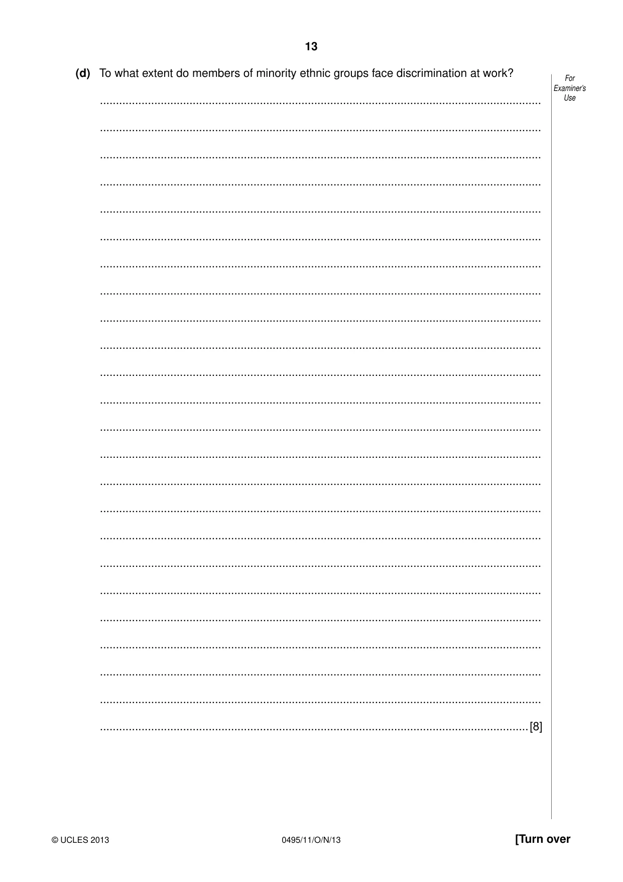 Cambridge IGCSE Sociology 0495 2013 Oct/Nov Paper 1 · Variant 1 question paper, page 13 of 24