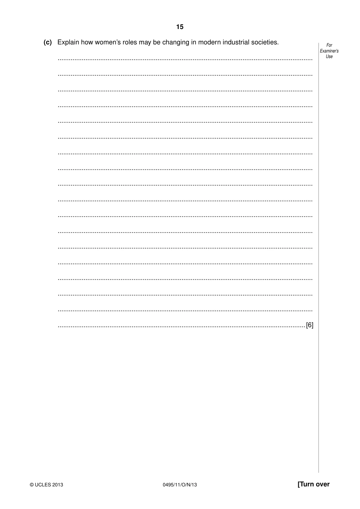 Cambridge IGCSE Sociology 0495 2013 Oct/Nov Paper 1 · Variant 1 question paper, page 15 of 24