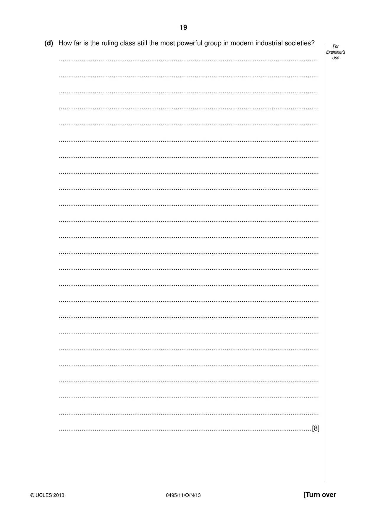 Cambridge IGCSE Sociology 0495 2013 Oct/Nov Paper 1 · Variant 1 question paper, page 19 of 24