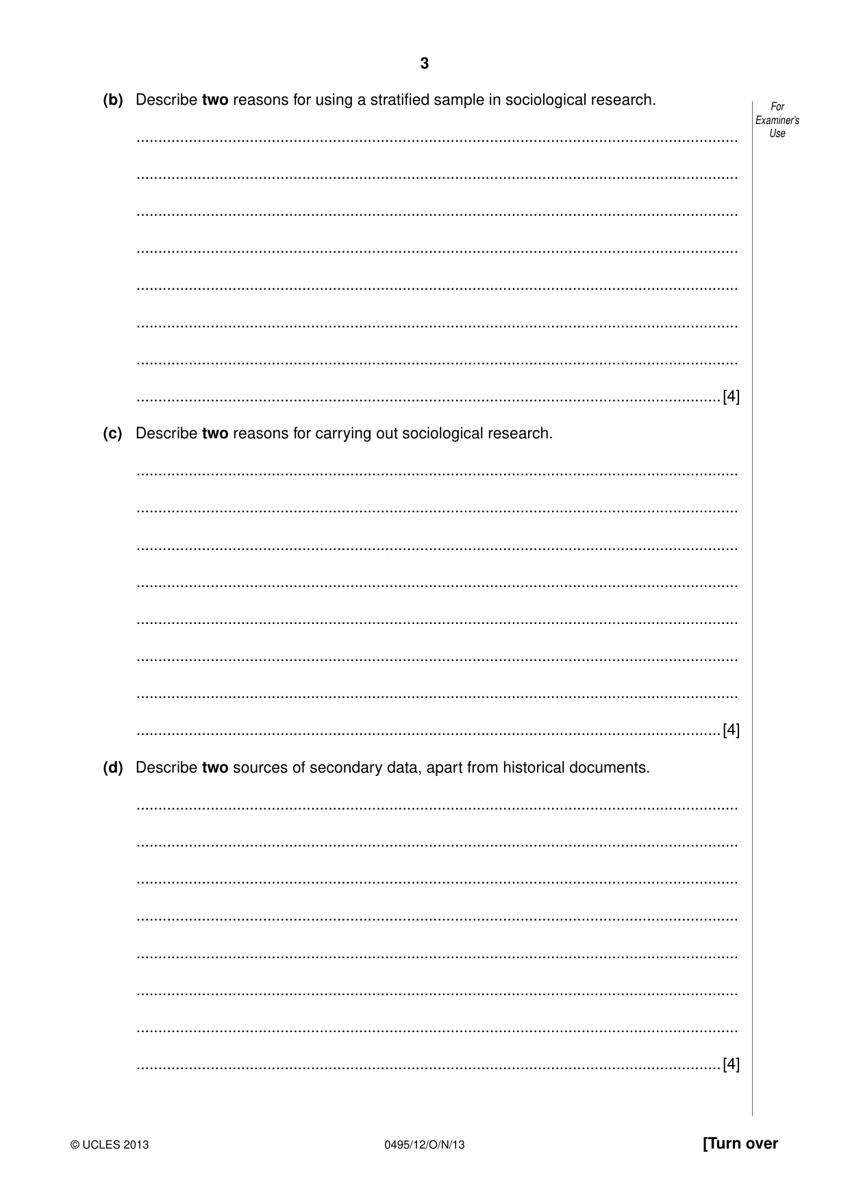 Cambridge IGCSE Sociology 0495 2013 Oct/Nov Paper 1 · Variant 2 question paper, page 3 of 24