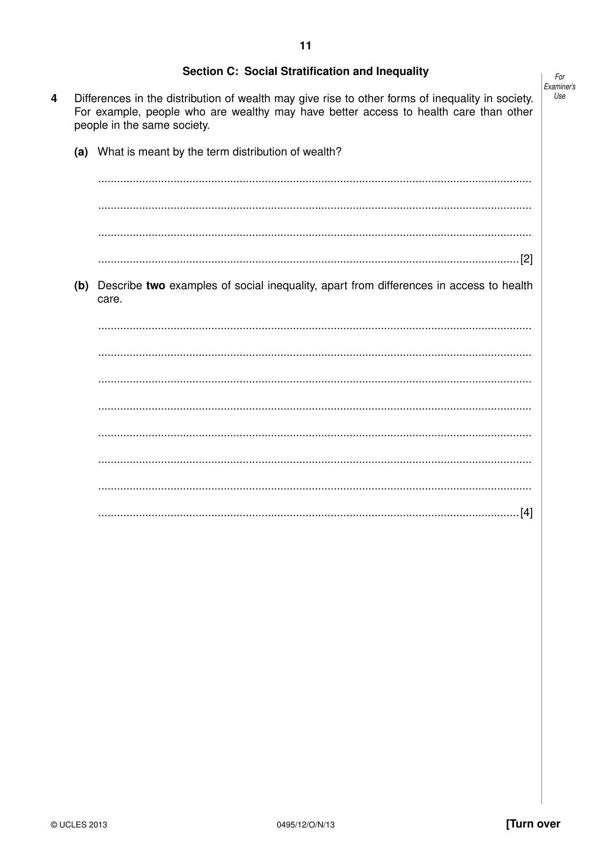 Cambridge IGCSE Sociology 0495 2013 Oct/Nov Paper 1 · Variant 2 question paper, page 11 of 24