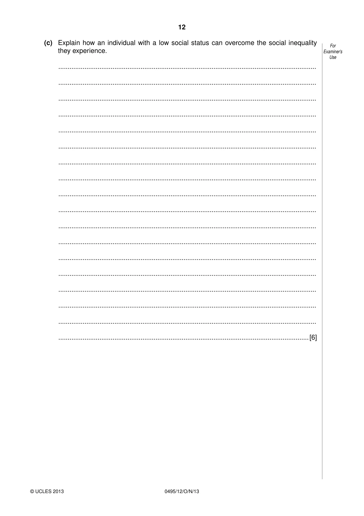 Cambridge IGCSE Sociology 0495 2013 Oct/Nov Paper 1 · Variant 2 question paper, page 12 of 24