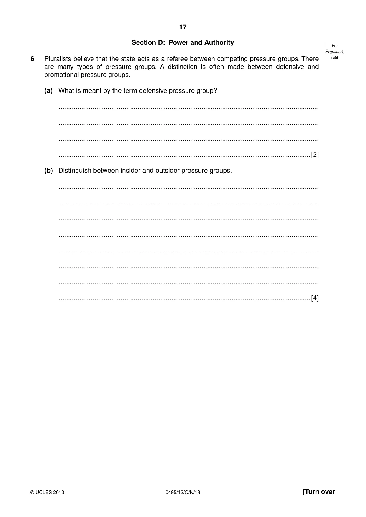 Cambridge IGCSE Sociology 0495 2013 Oct/Nov Paper 1 · Variant 2 question paper, page 17 of 24