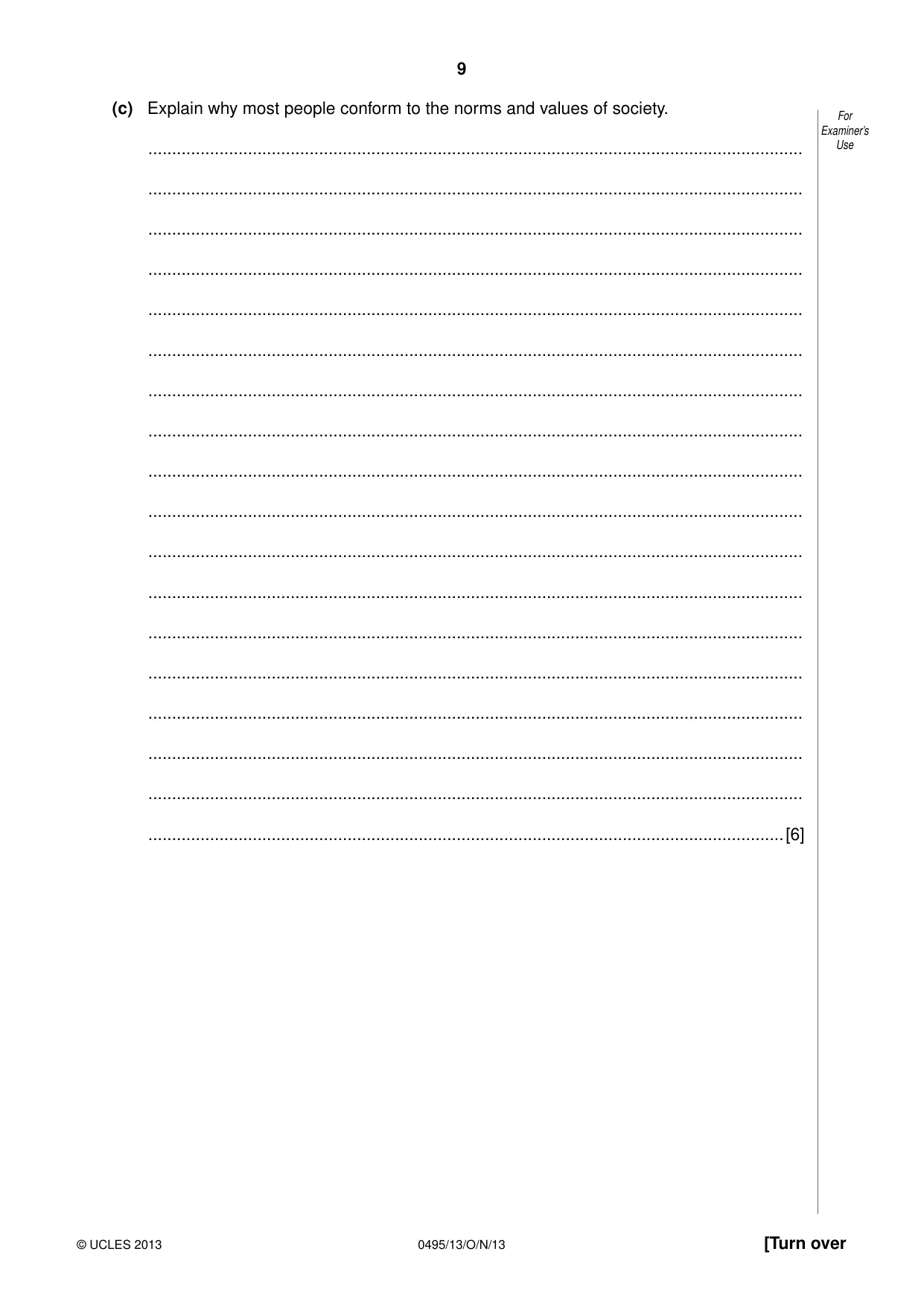Cambridge IGCSE Sociology 0495 2013 Oct/Nov Paper 1 · Variant 3 question paper, page 9 of 24