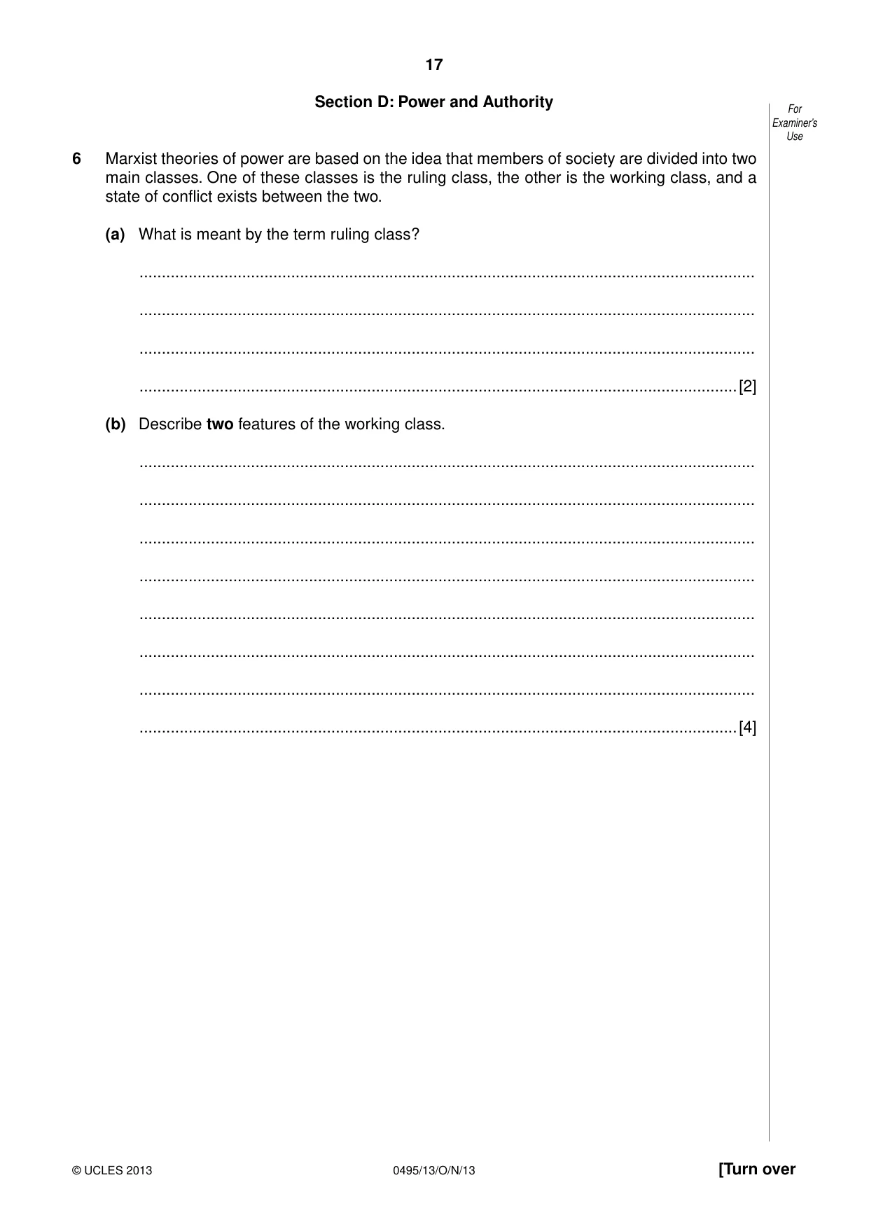 Cambridge IGCSE Sociology 0495 2013 Oct/Nov Paper 1 · Variant 3 question paper, page 17 of 24