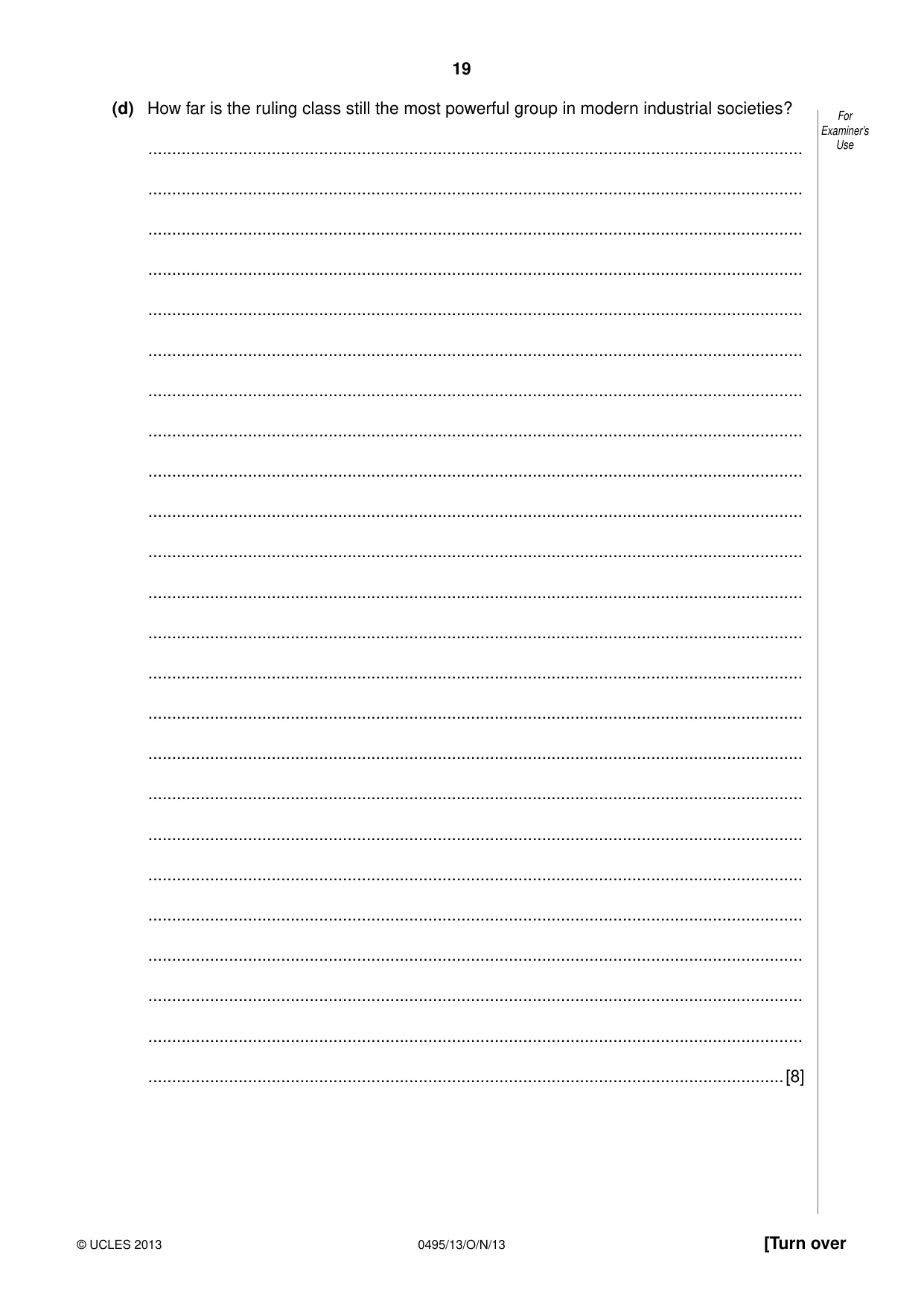 Cambridge IGCSE Sociology 0495 2013 Oct/Nov Paper 1 · Variant 3 question paper, page 19 of 24