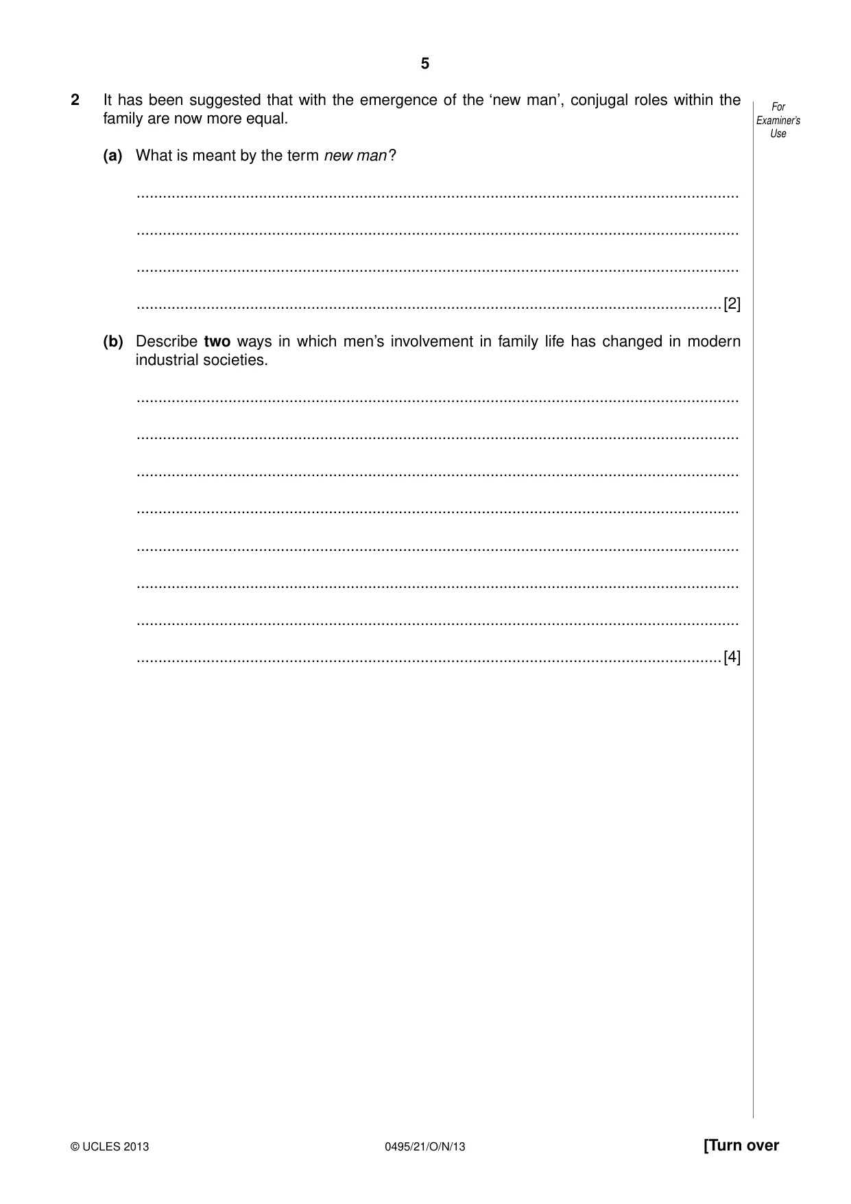 Cambridge IGCSE Sociology 0495 2013 Oct/Nov Paper 2 · Variant 1 question paper, page 5 of 28