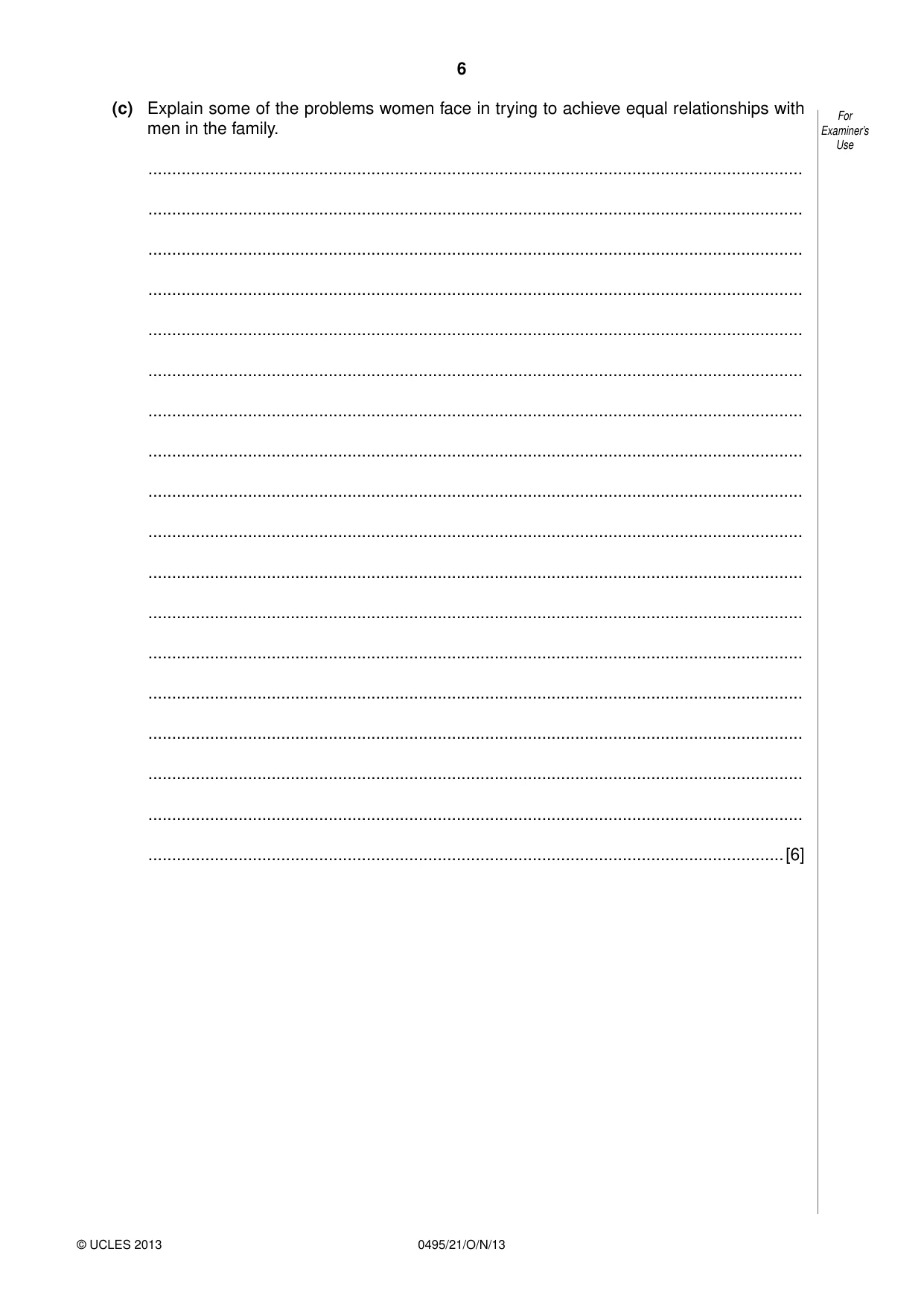 Cambridge IGCSE Sociology 0495 2013 Oct/Nov Paper 2 · Variant 1 question paper, page 6 of 28