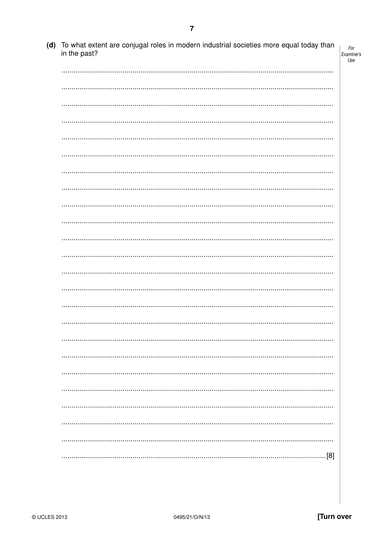 Cambridge IGCSE Sociology 0495 2013 Oct/Nov Paper 2 · Variant 1 question paper, page 7 of 28