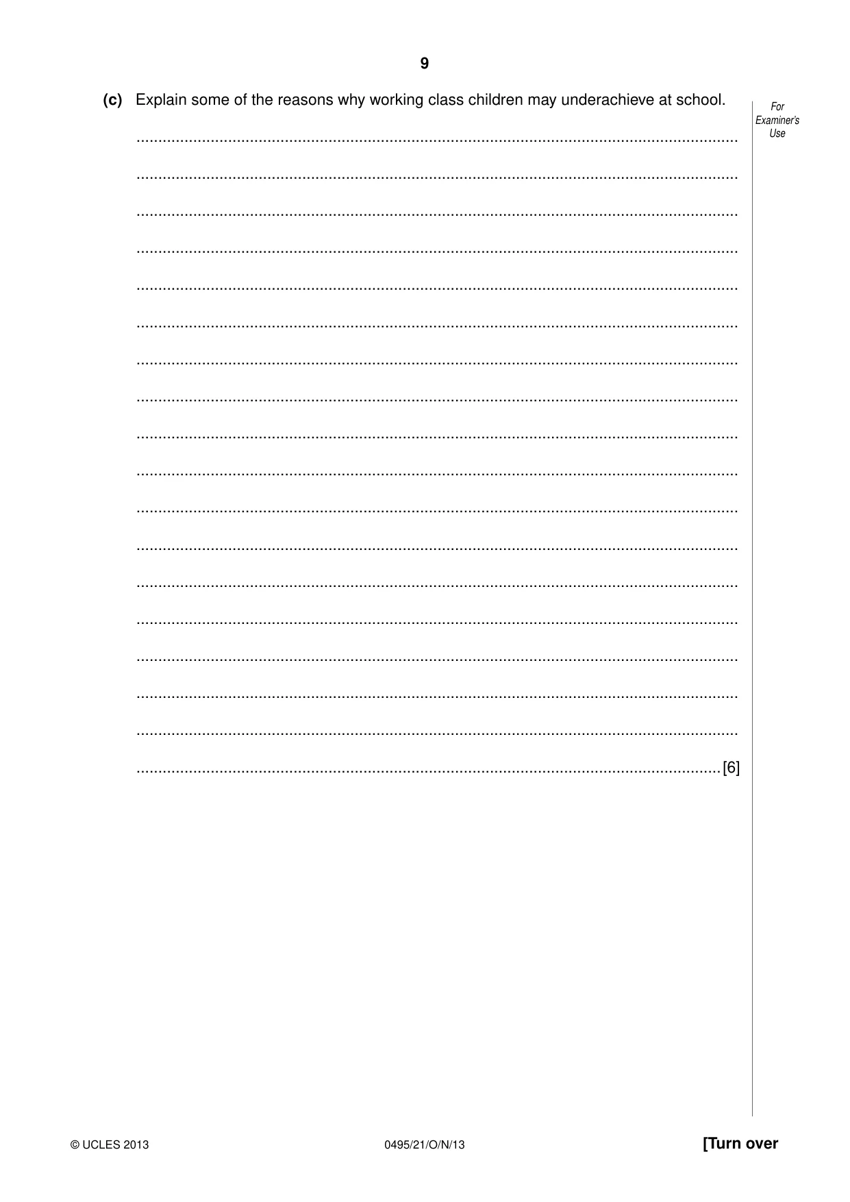 Cambridge IGCSE Sociology 0495 2013 Oct/Nov Paper 2 · Variant 1 question paper, page 9 of 28