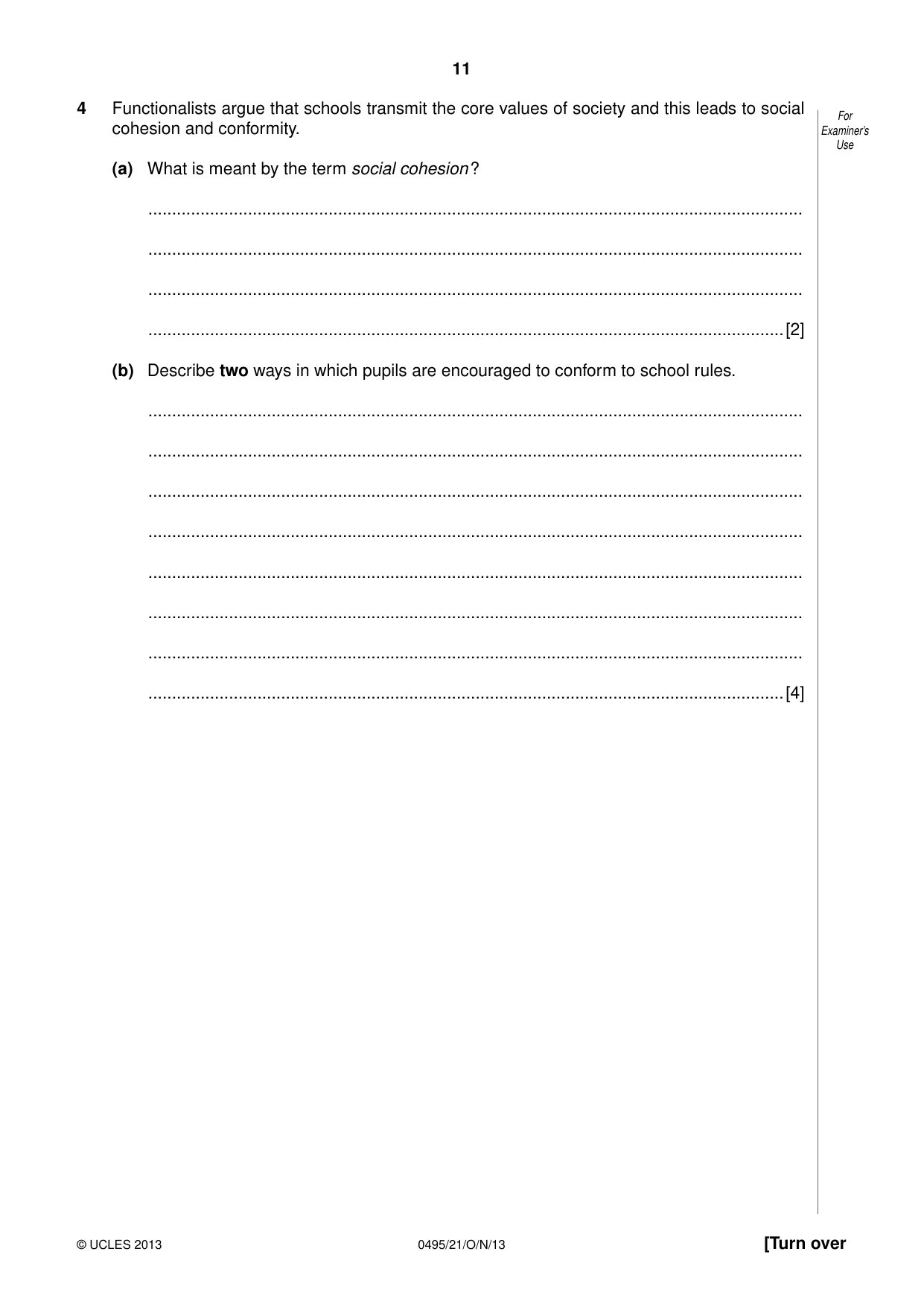 Cambridge IGCSE Sociology 0495 2013 Oct/Nov Paper 2 · Variant 1 question paper, page 11 of 28