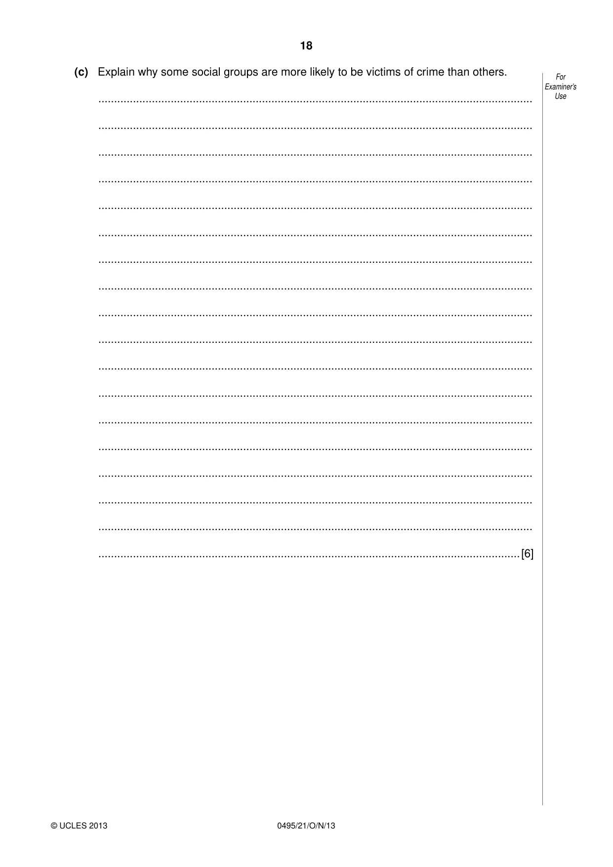 Cambridge IGCSE Sociology 0495 2013 Oct/Nov Paper 2 · Variant 1 question paper, page 18 of 28