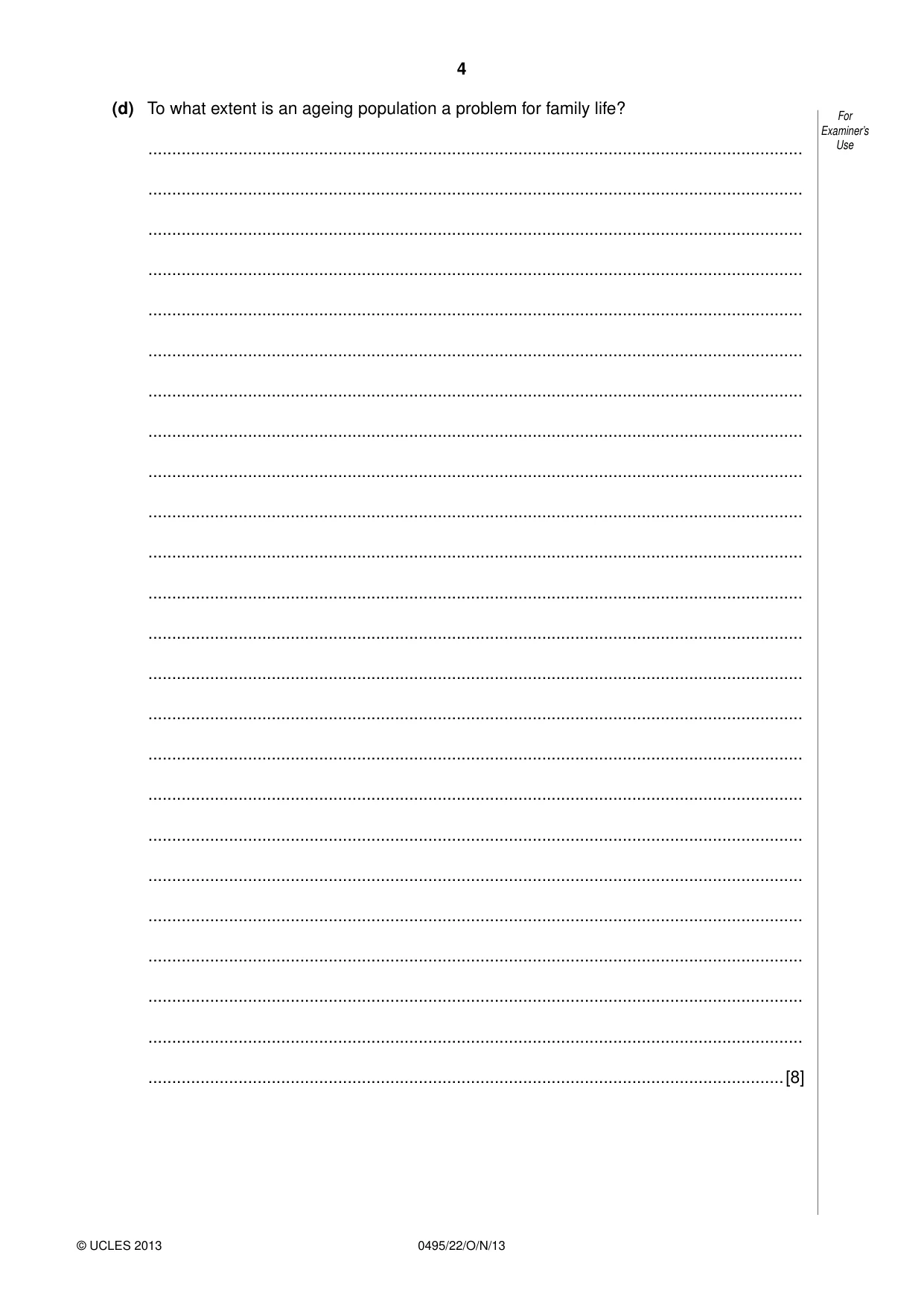 Cambridge IGCSE Sociology 0495 2013 Oct/Nov Paper 2 · Variant 2 question paper, page 4 of 28
