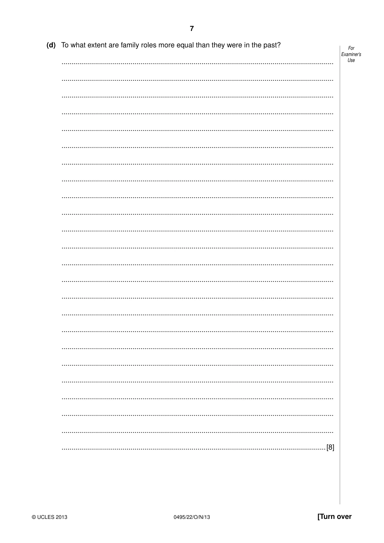 Cambridge IGCSE Sociology 0495 2013 Oct/Nov Paper 2 · Variant 2 question paper, page 7 of 28