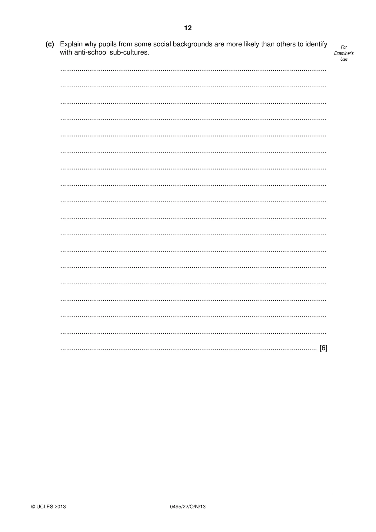 Cambridge IGCSE Sociology 0495 2013 Oct/Nov Paper 2 · Variant 2 question paper, page 12 of 28