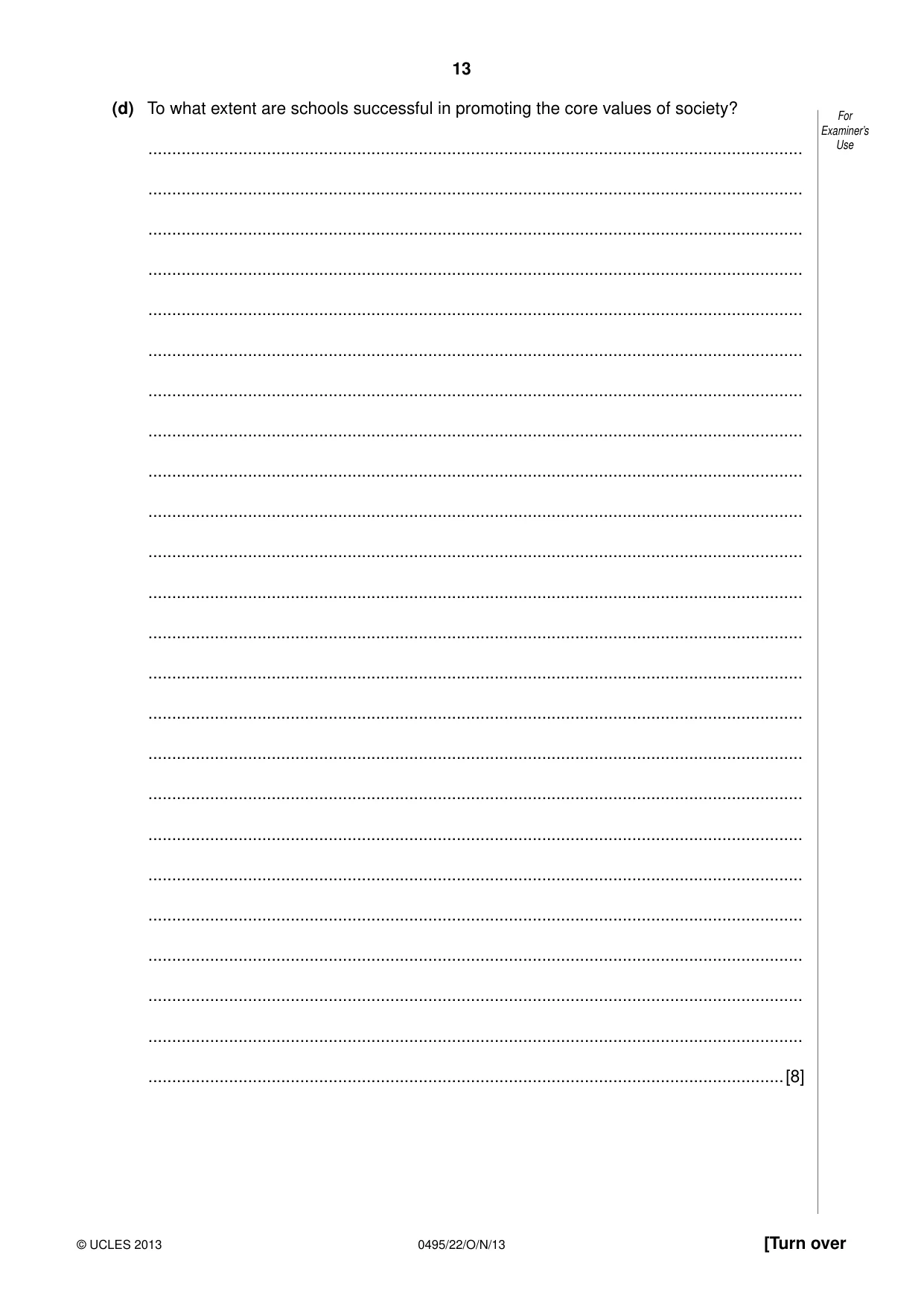 Cambridge IGCSE Sociology 0495 2013 Oct/Nov Paper 2 · Variant 2 question paper, page 13 of 28