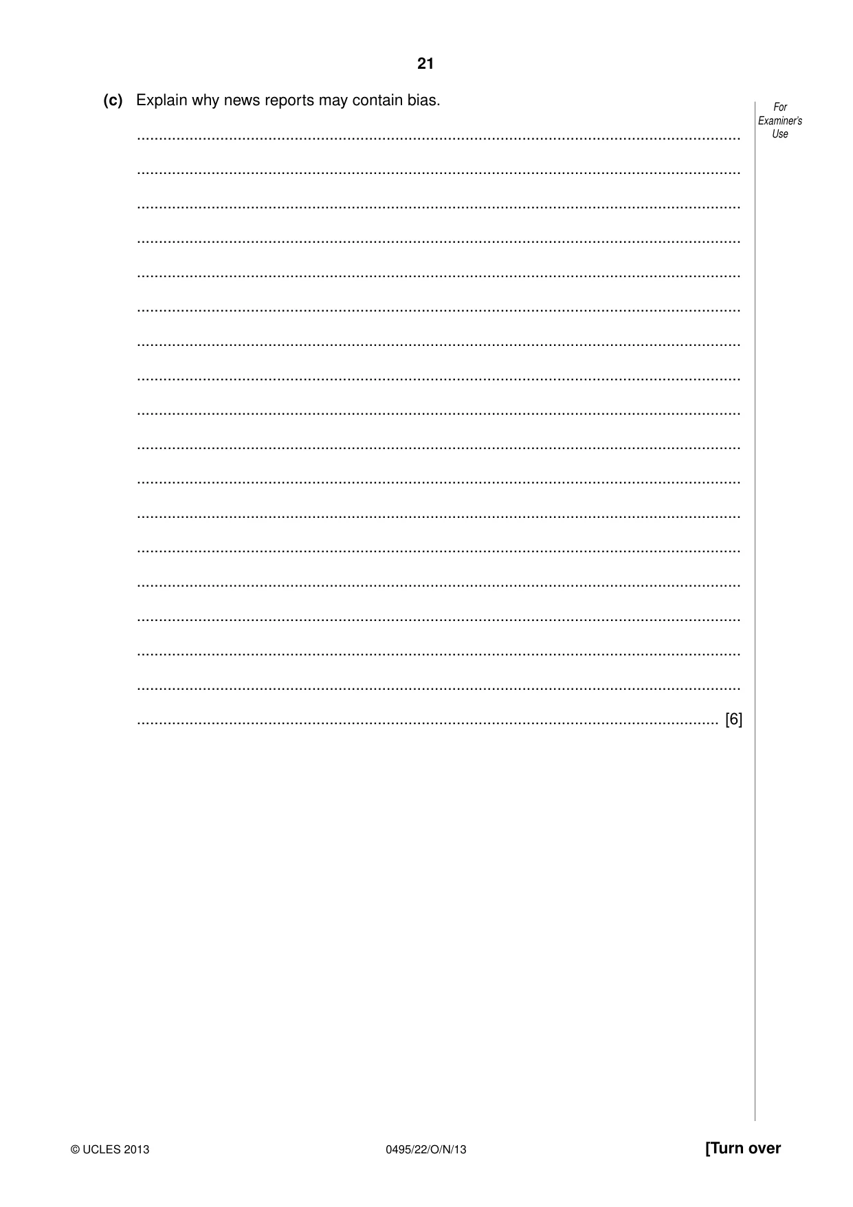 Cambridge IGCSE Sociology 0495 2013 Oct/Nov Paper 2 · Variant 2 question paper, page 21 of 28