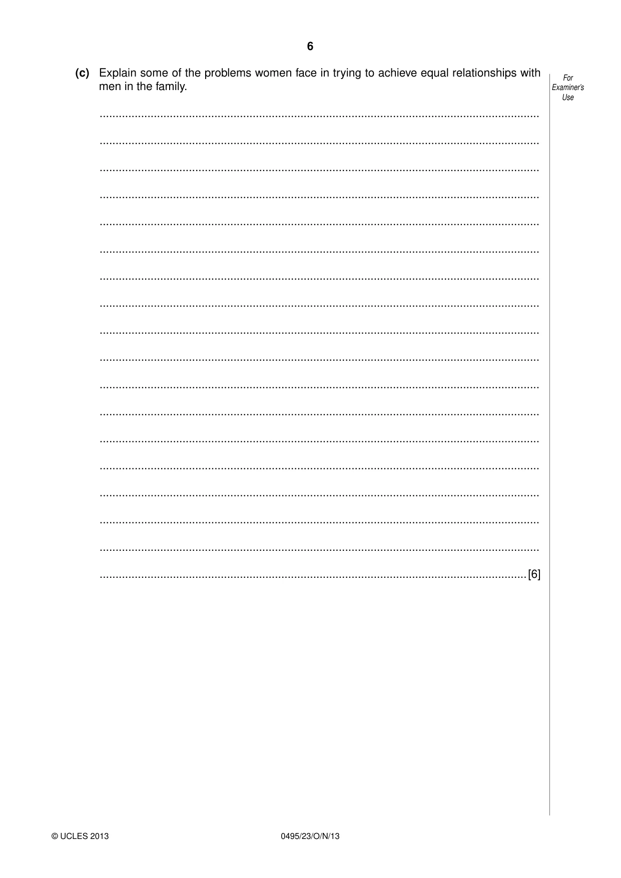 Cambridge IGCSE Sociology 0495 2013 Oct/Nov Paper 2 · Variant 3 question paper, page 6 of 28