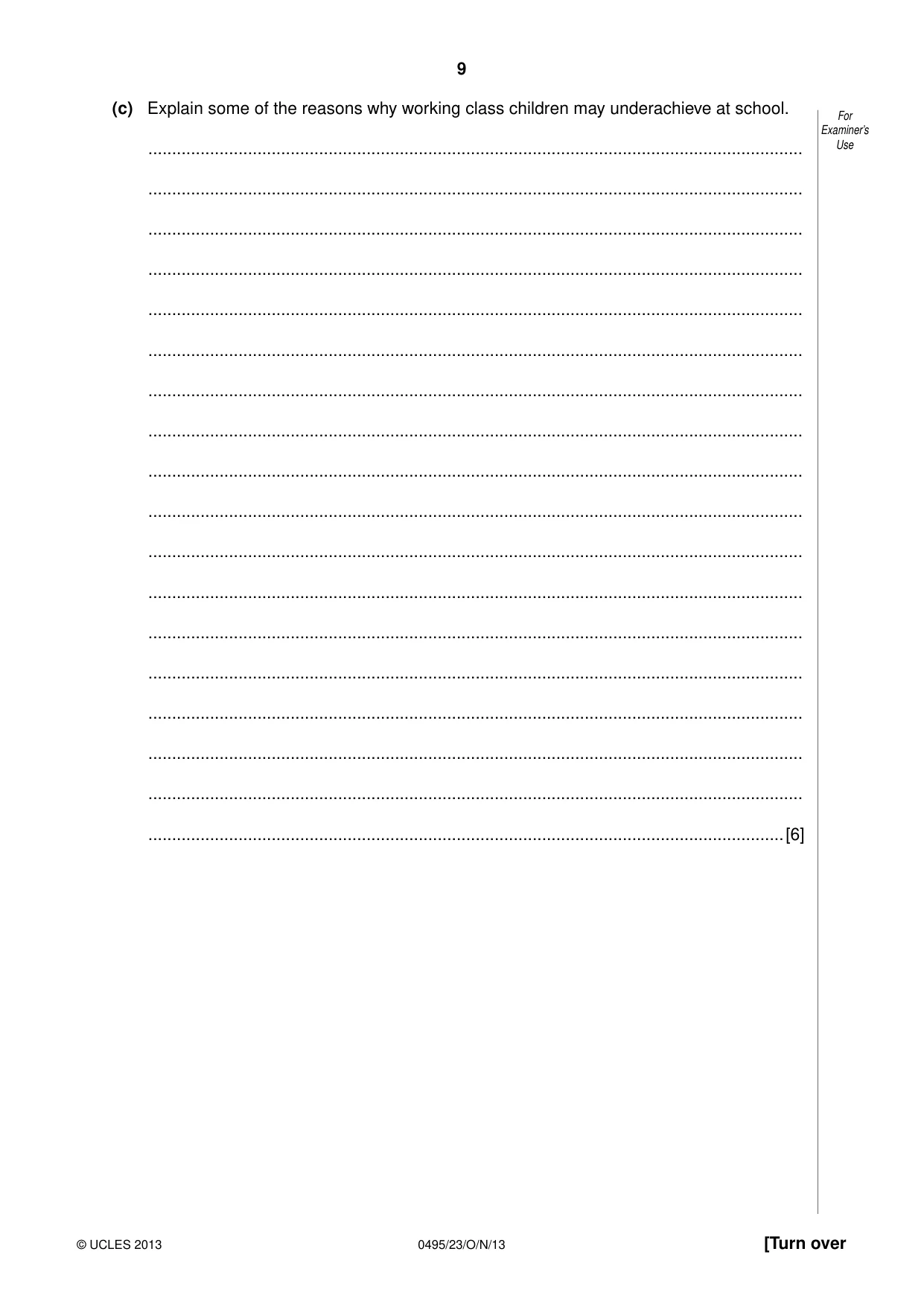 Cambridge IGCSE Sociology 0495 2013 Oct/Nov Paper 2 · Variant 3 question paper, page 9 of 28