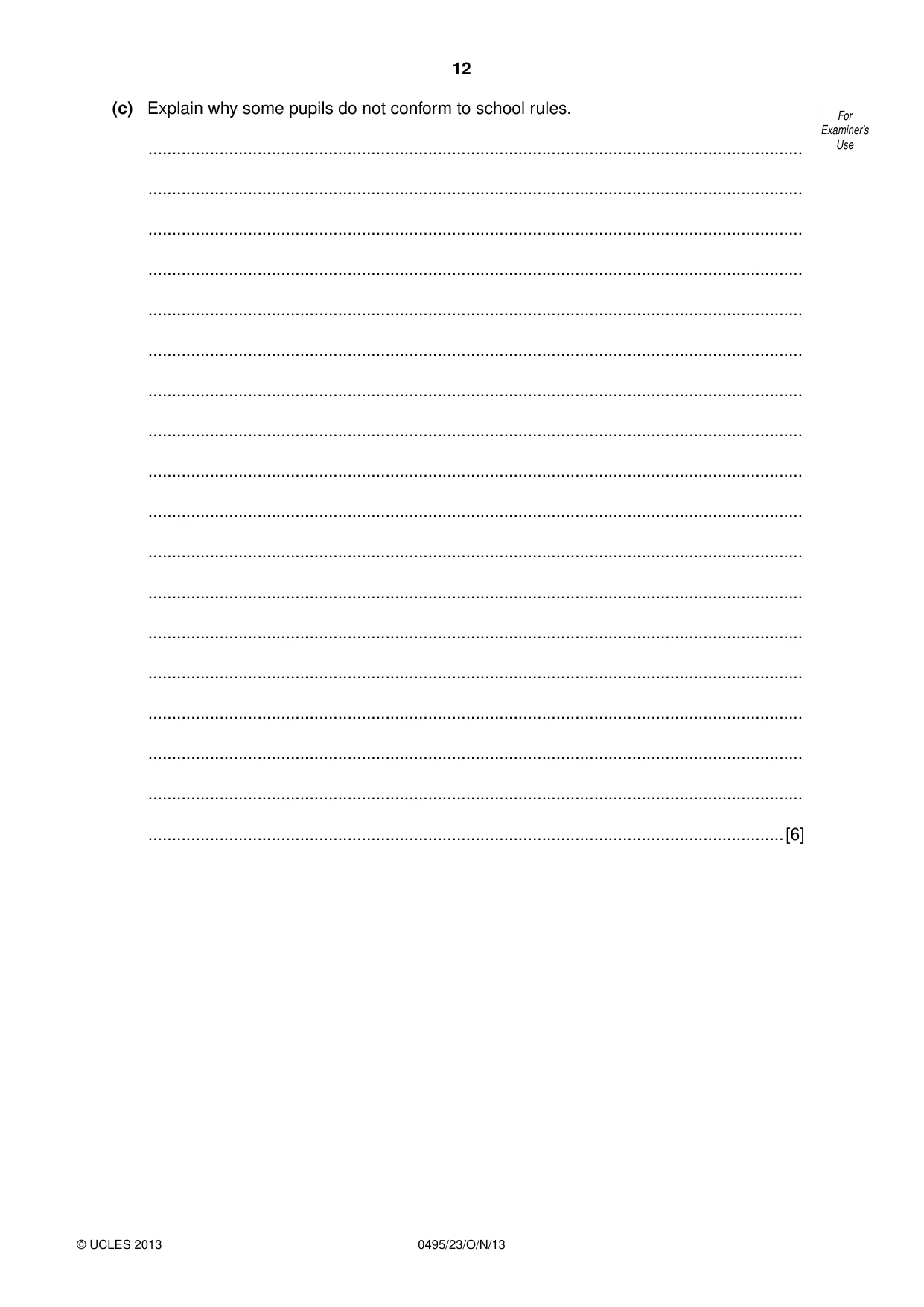 Cambridge IGCSE Sociology 0495 2013 Oct/Nov Paper 2 · Variant 3 question paper, page 12 of 28
