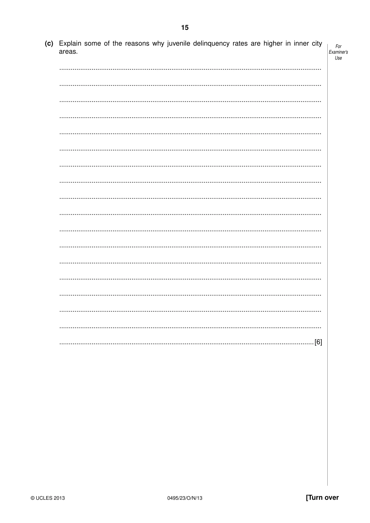 Cambridge IGCSE Sociology 0495 2013 Oct/Nov Paper 2 · Variant 3 question paper, page 15 of 28