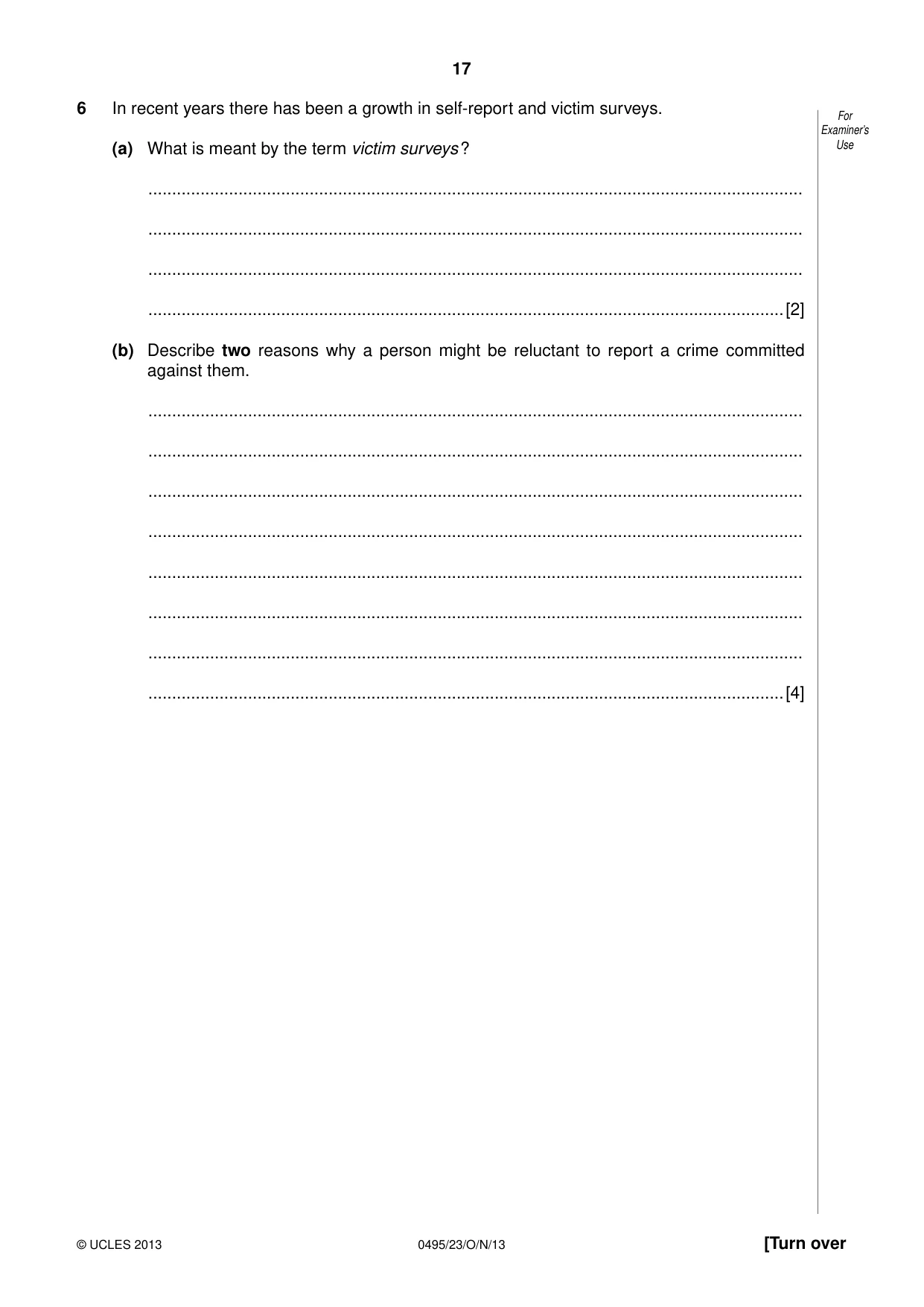 Cambridge IGCSE Sociology 0495 2013 Oct/Nov Paper 2 · Variant 3 question paper, page 17 of 28