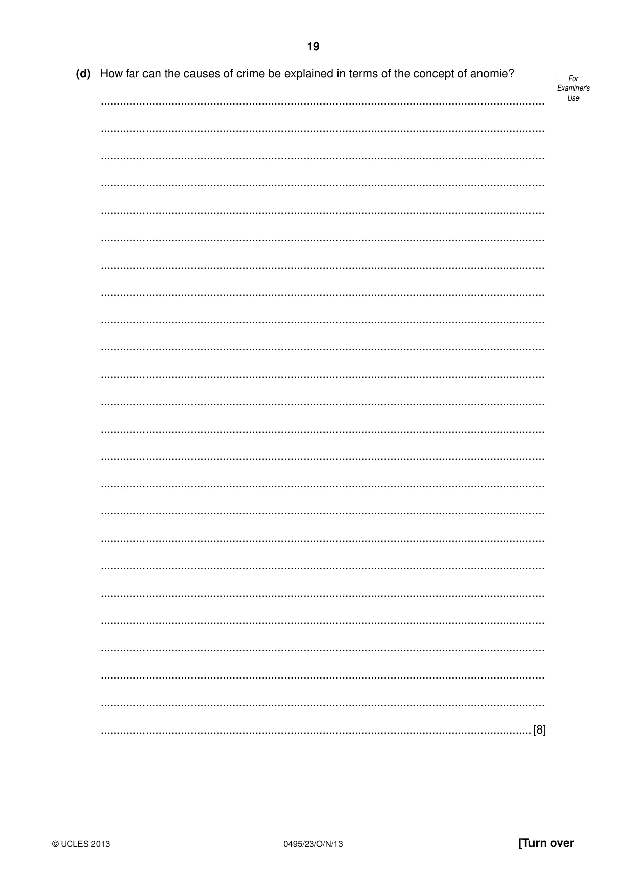 Cambridge IGCSE Sociology 0495 2013 Oct/Nov Paper 2 · Variant 3 question paper, page 19 of 28
