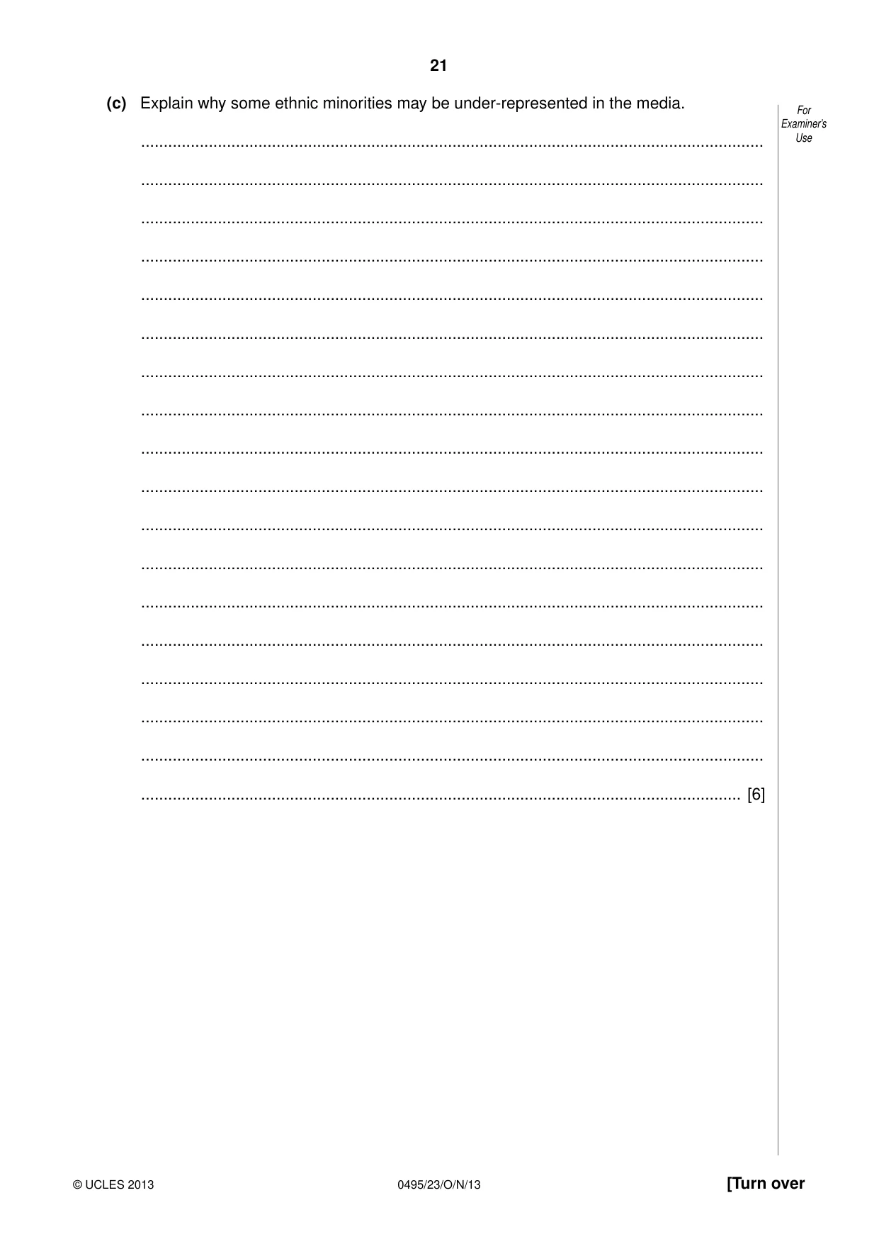 Cambridge IGCSE Sociology 0495 2013 Oct/Nov Paper 2 · Variant 3 question paper, page 21 of 28