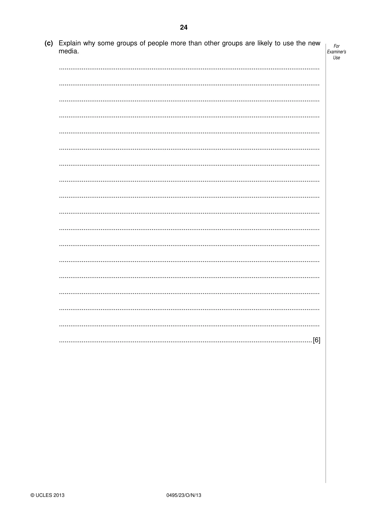 Cambridge IGCSE Sociology 0495 2013 Oct/Nov Paper 2 · Variant 3 question paper, page 24 of 28
