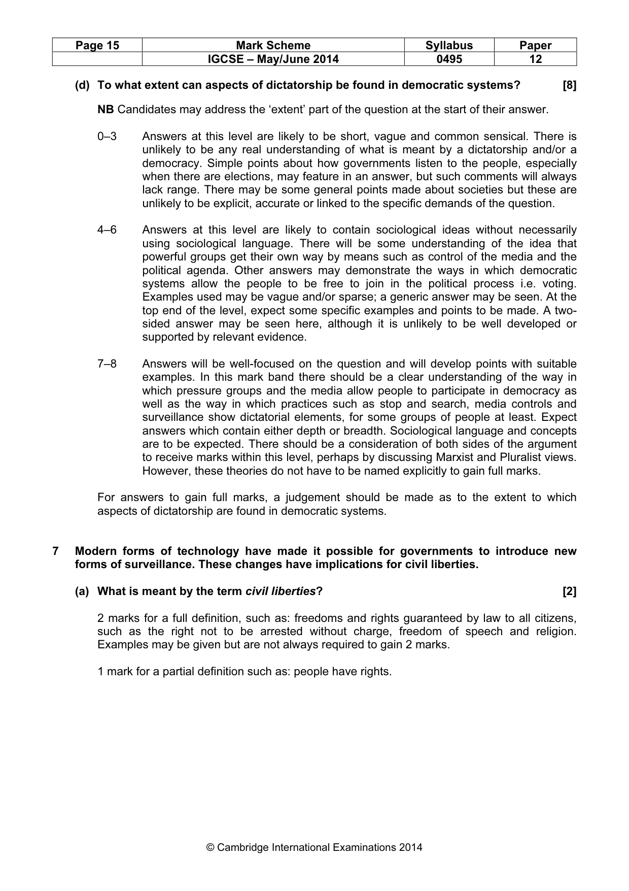 Mark scheme, page 15 of 17
