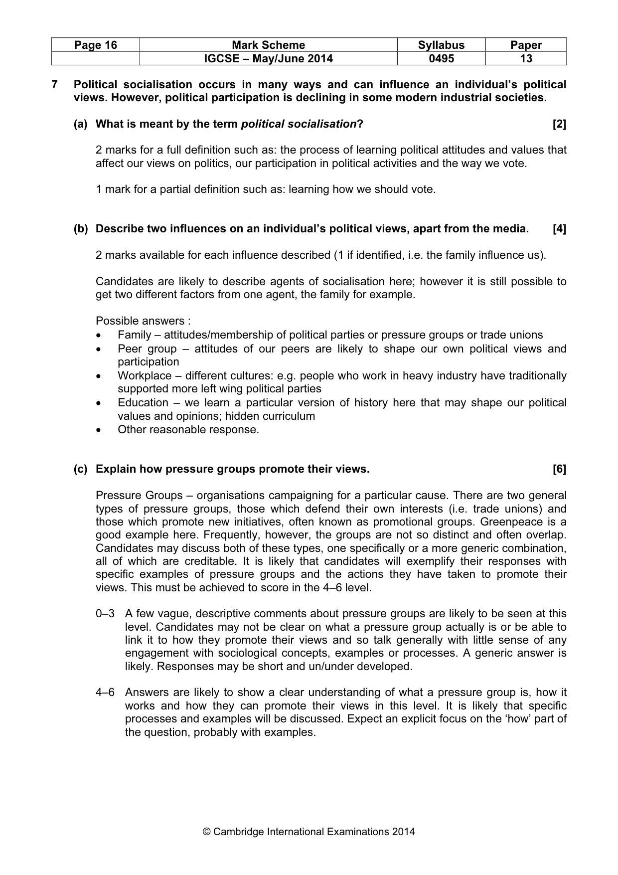 Mark scheme, page 16 of 17