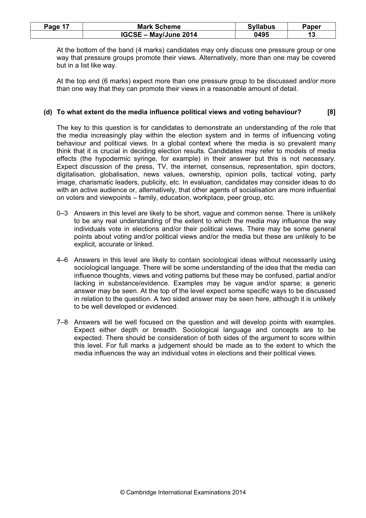 Mark scheme, page 17 of 17