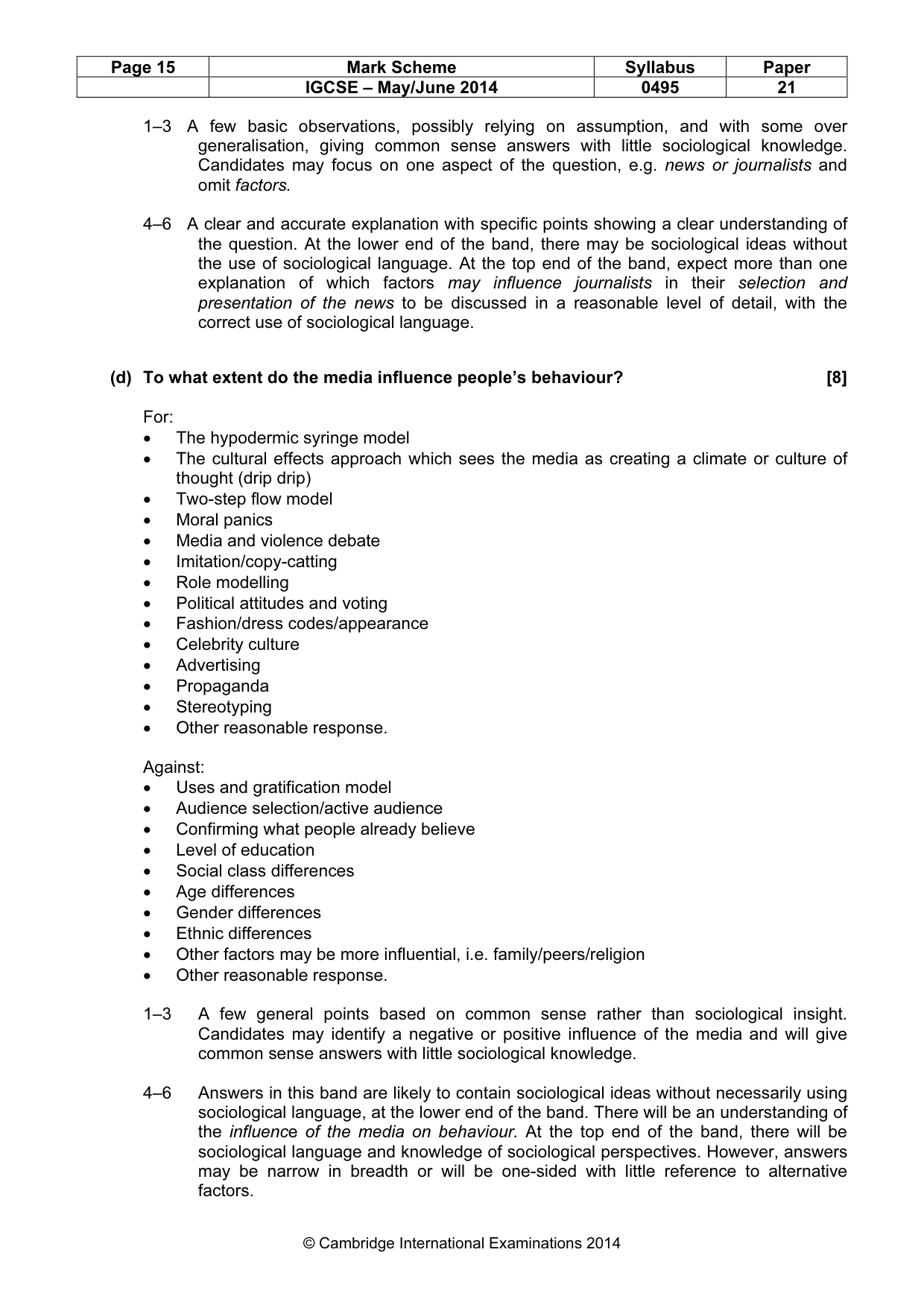 Mark scheme, page 15 of 18