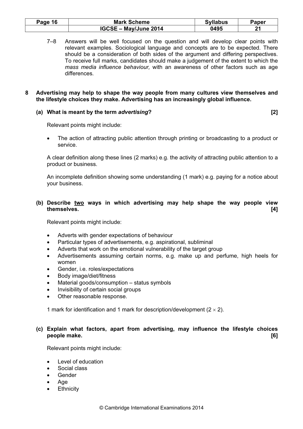 Mark scheme, page 16 of 18