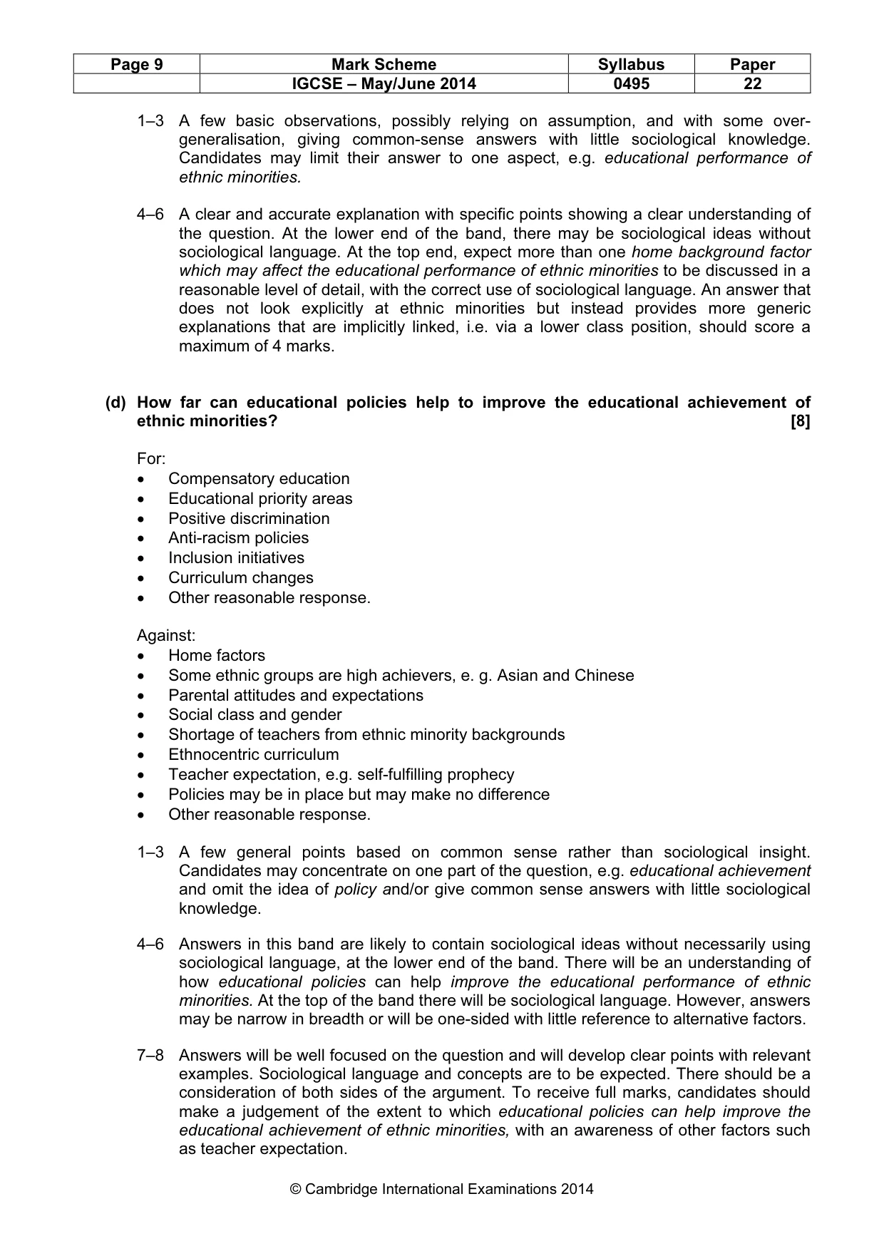 Mark scheme, page 9 of 18