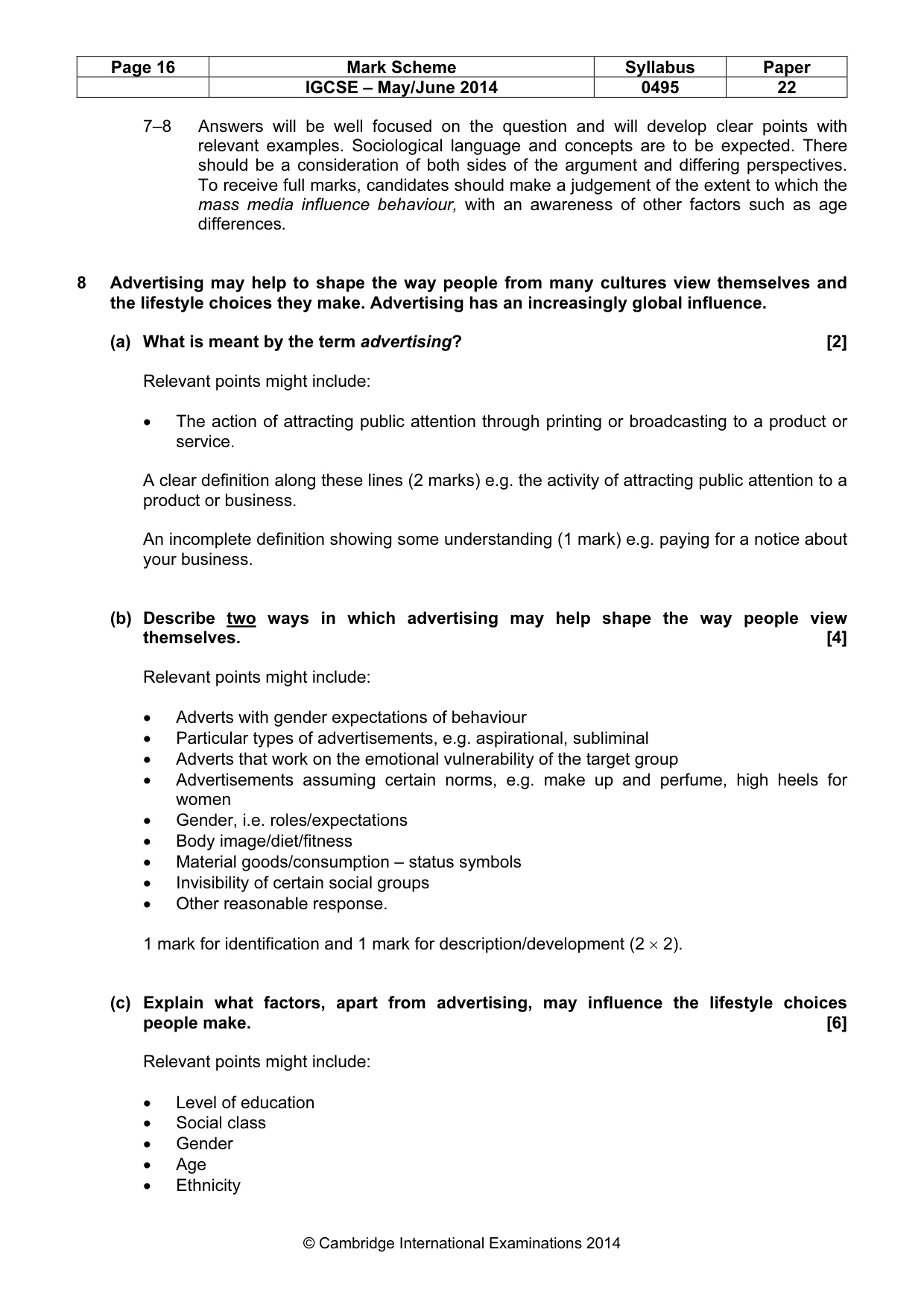 Mark scheme, page 16 of 18